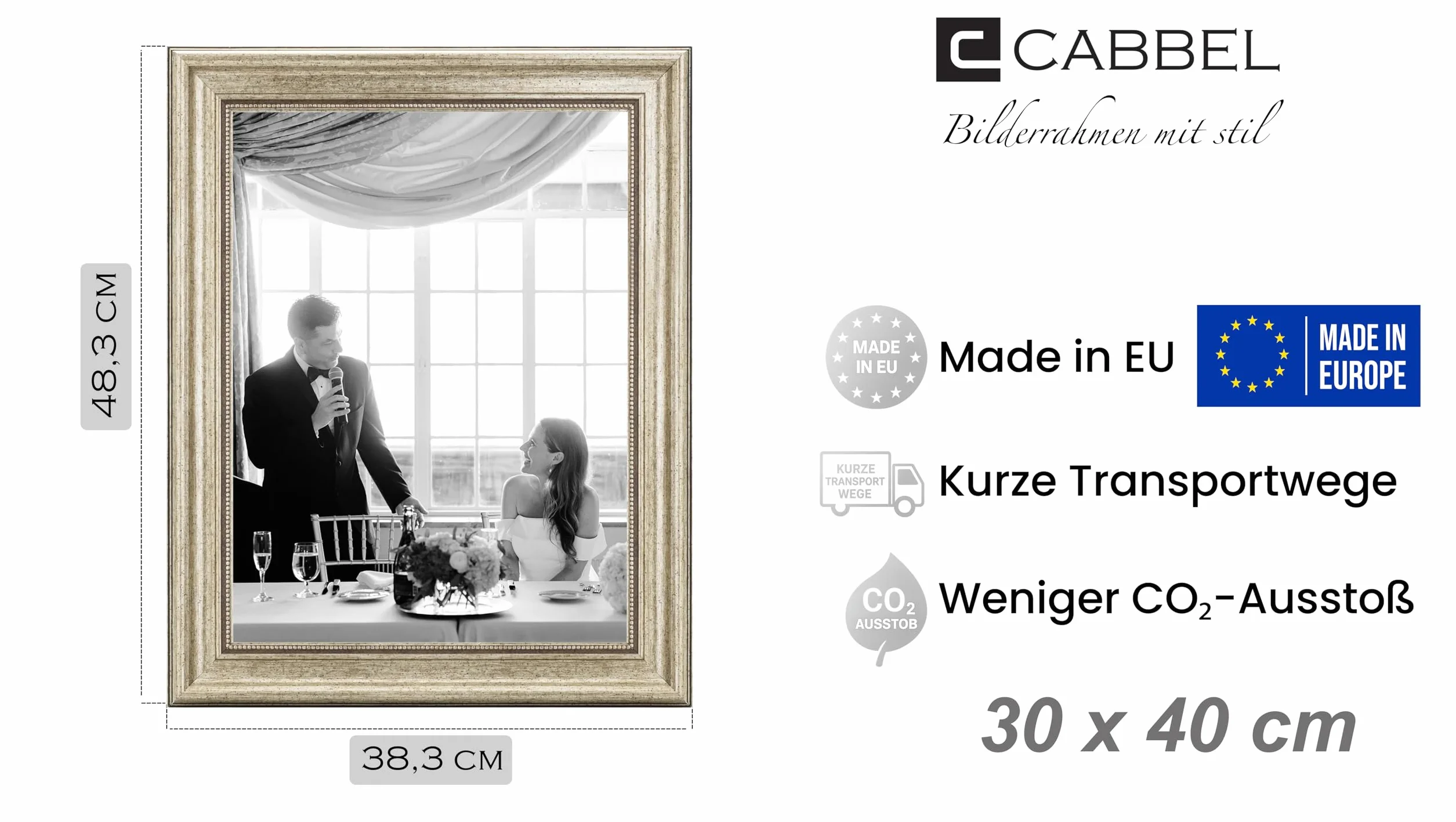 Ramka na zdjęcia 30 x 40 cm, srebrna – barokowa ramka w stylu vintage o antycznym wyglądzie, na plakaty, zdjęcia i dyplomy, z nietłukącym się szkłem akrylowym, dekoracyjna i elegancka, idealna