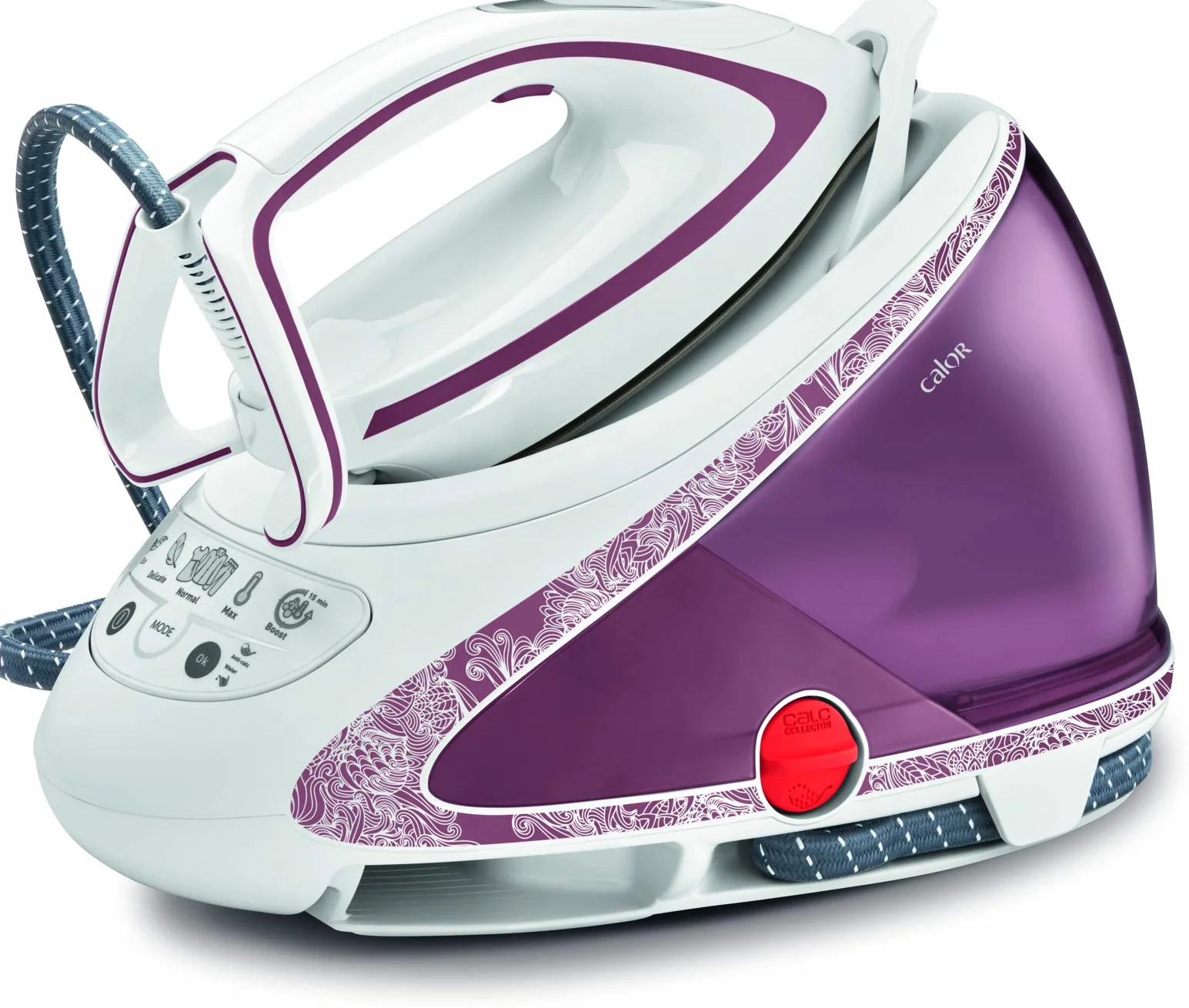 Calor GV9560C0 Pro Express Ultimate wysokociśnieniowa stacja parowa, tworzywo sztuczne, kolor biały, fioletowy