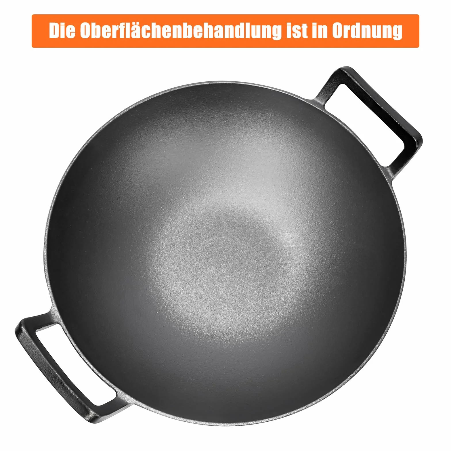 GFTIME Żeliwny wok Ø 36 cm, do grilla gazowego, do kuchenek indukcyjnych, ogniowych, żeliwnych patelni wok do Weber Spirit, Genesis Gourment, do grilla 57 cm