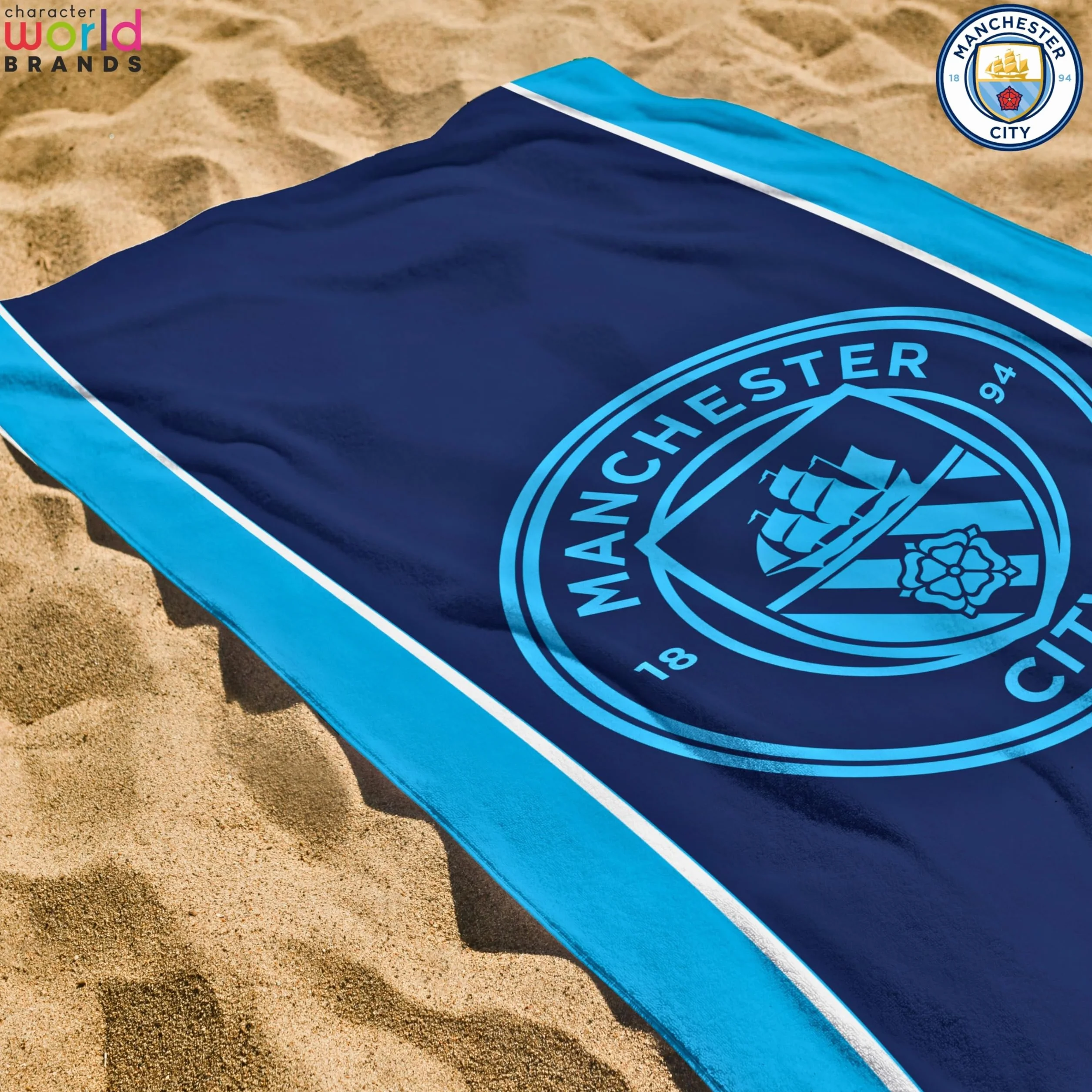 MANCHESTER CITY Ręcznik FC | Super miękki w dotyku, wzór klubu piłkarskiego | idealny do domu, wanny, plaży i basenu, jeden rozmiar 75 cm x 150 cm | 100% bawełna
