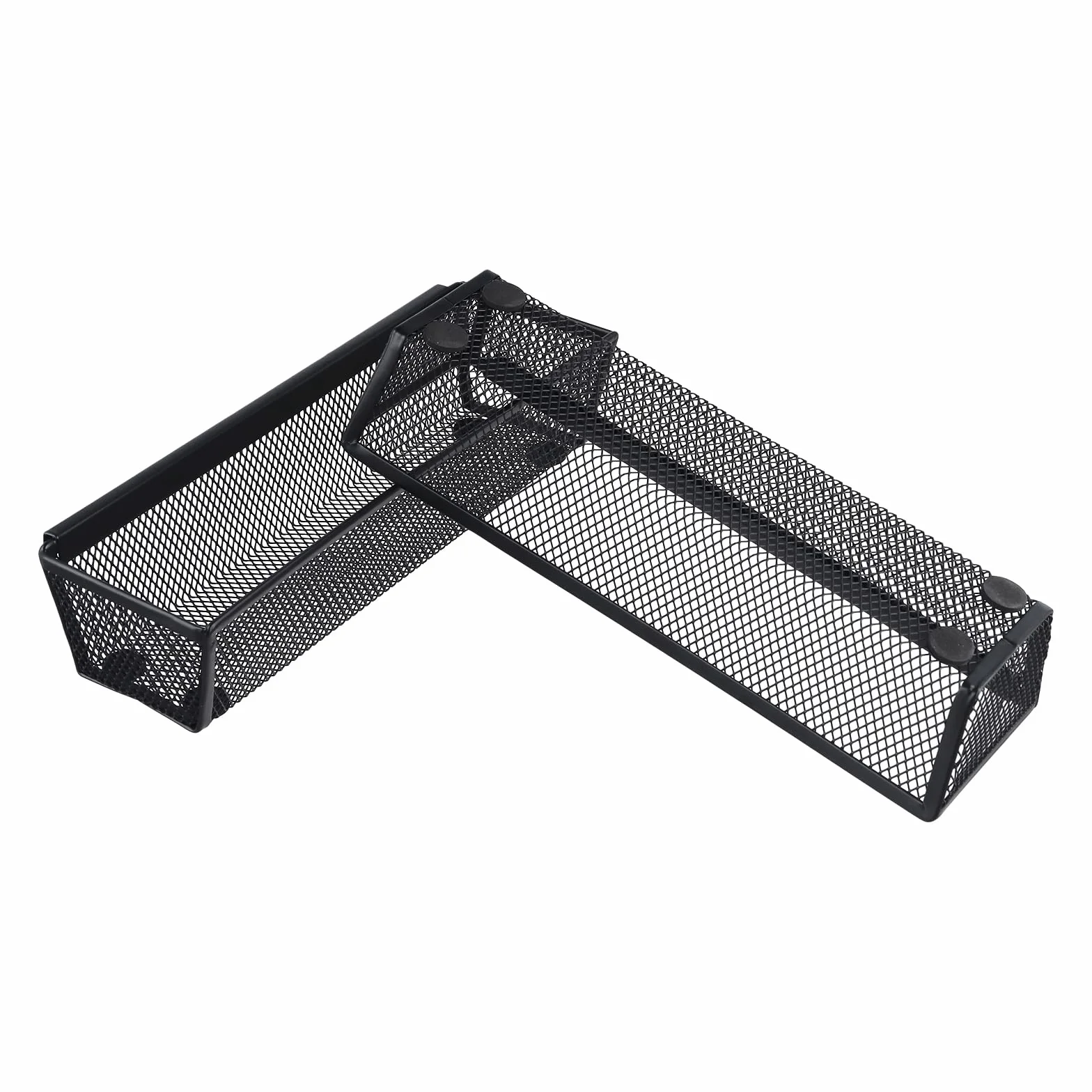 FUNSUEI Zestaw 6 pojemników na sztućce do szuflad 22,3 x 8 x 5,2 cm czarne metalowe