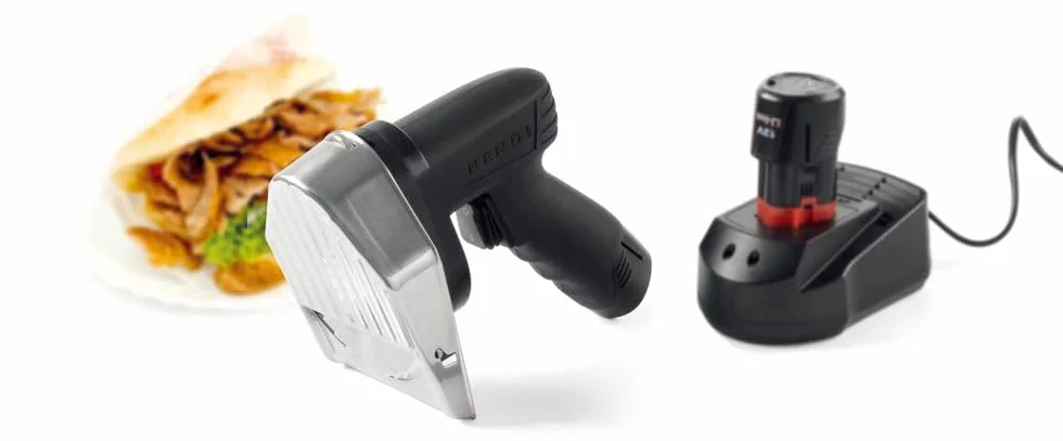 HENDI Nóż elektryczny do kebaba Kitchen Line bezprzewodowy z zestawem 2 akumulatorów i ostrzałką