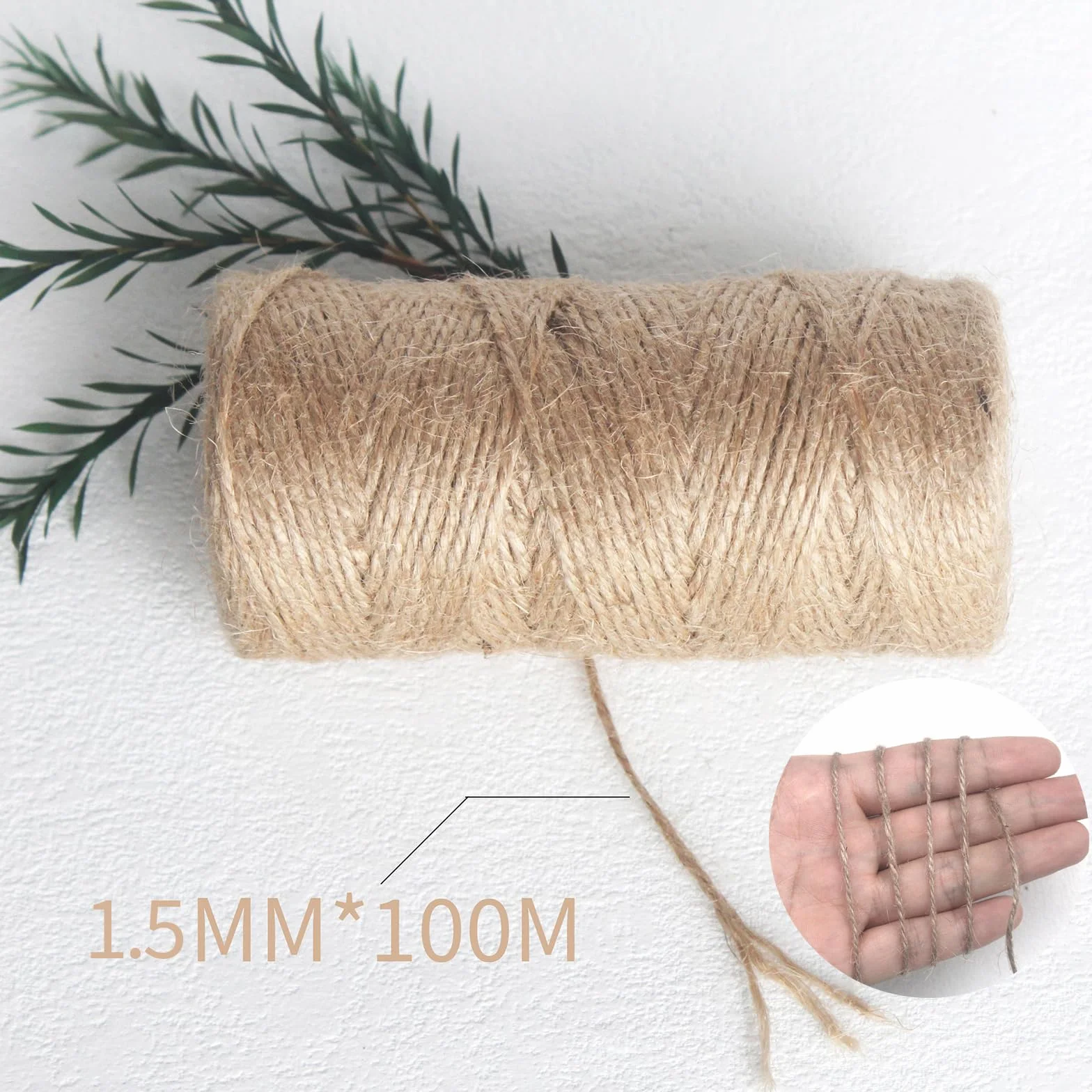 Brązowy sznurek jutowy 100 m, sznurek jutowy 1,5 mm, naturalna przędza jutowa, sznurek ogrodowy, dekoracyjny sznurek jutowy do majsterkowania, prac ogrodowych, pakowania prezentów