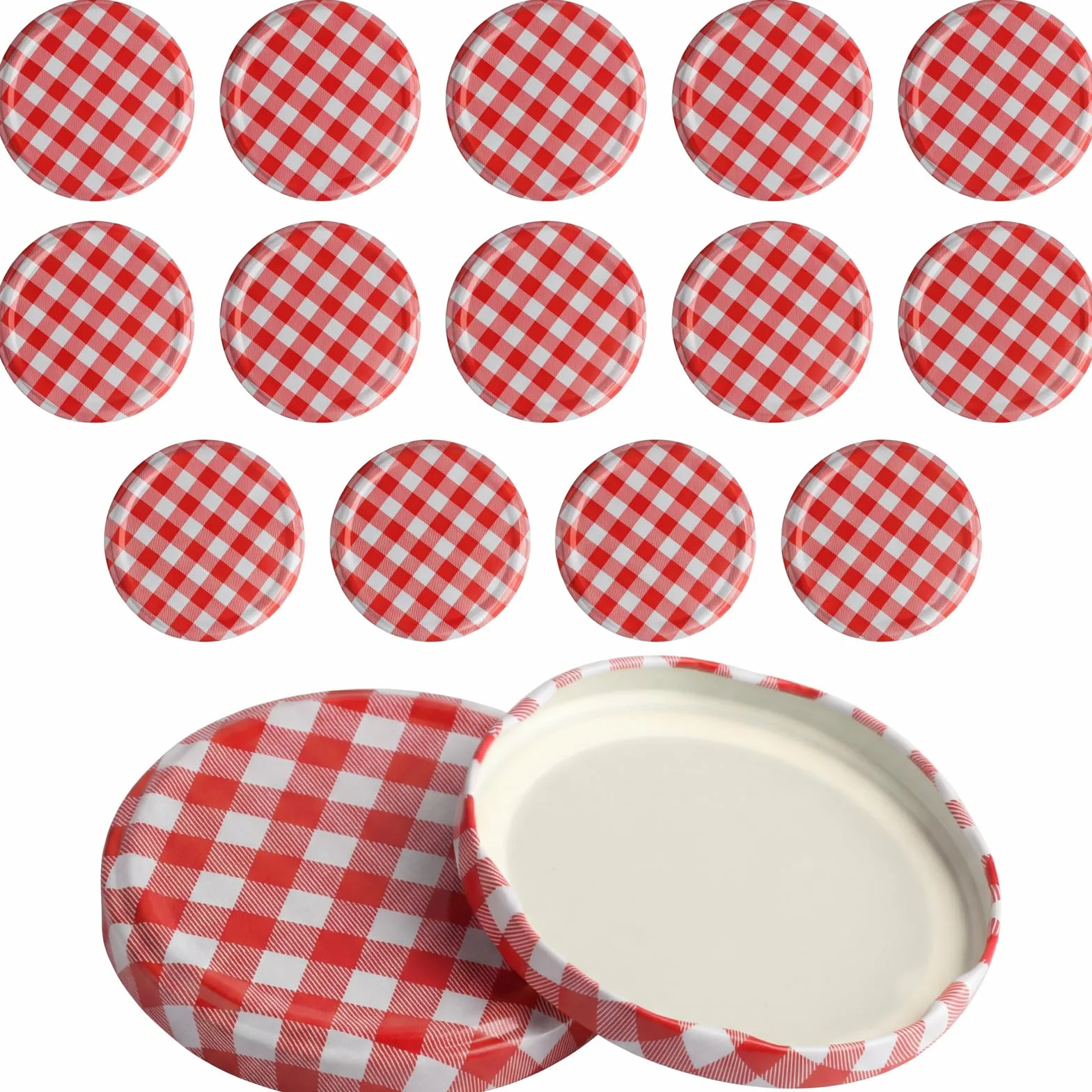 16 sztuk zakręcanych pokrywek do słoików na przetwory, 82 mm, wymienne pokrywki do słoików na przetwory (230/350/435/565 ml) (16, czerwone)