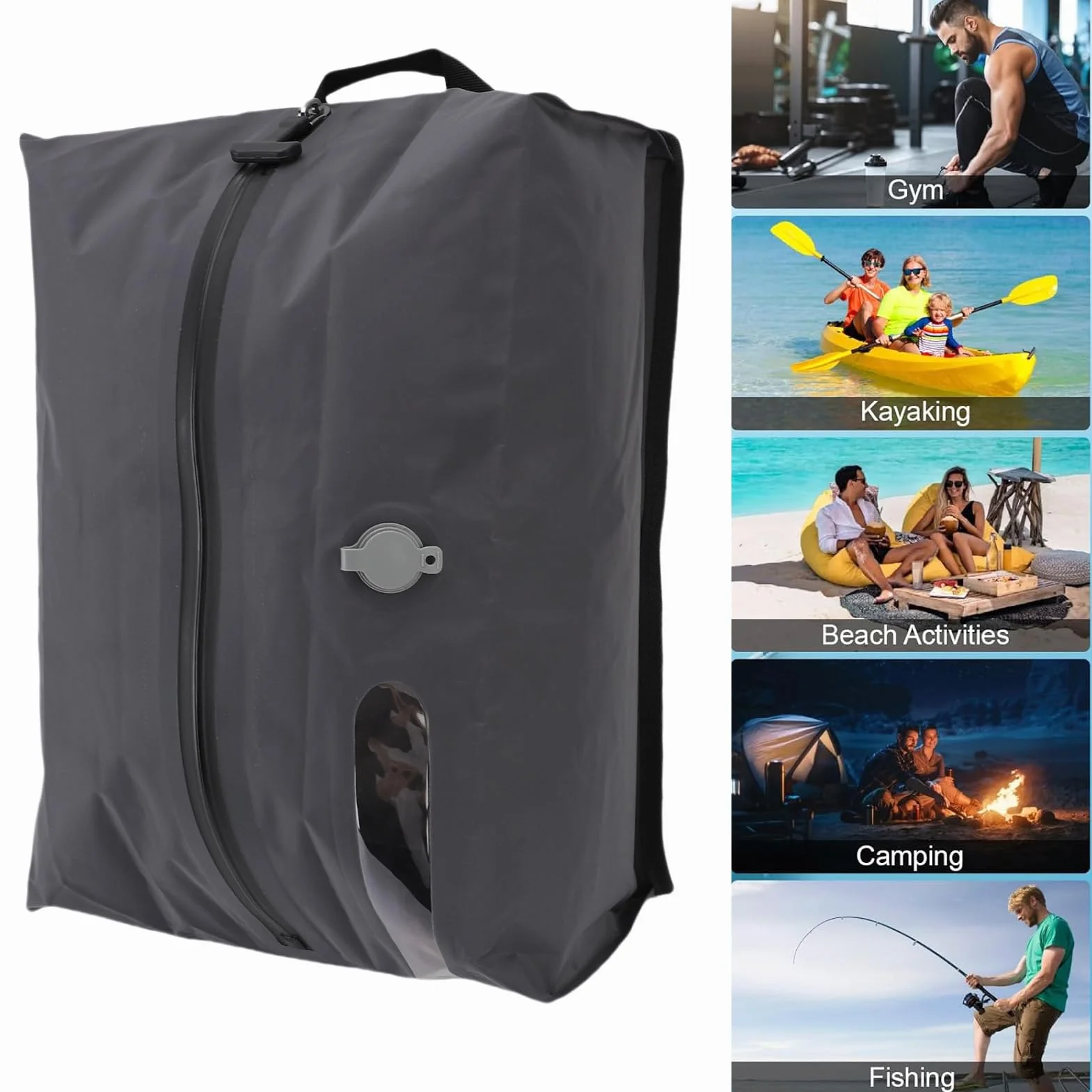 Worki Kompresyjne Próżniowe 16L Wielokrotnego Użytku z Zaworami do Podróży (GREY)