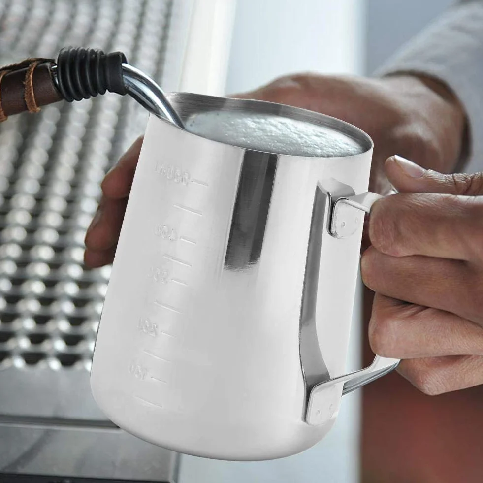 Dzbanek do spieniania mleka, dzbanek do spieniania mleka 350 ml / 550 ml ze stali nierdzewnej, miarka do baristy, cappuccino, espresso. (550 ml)