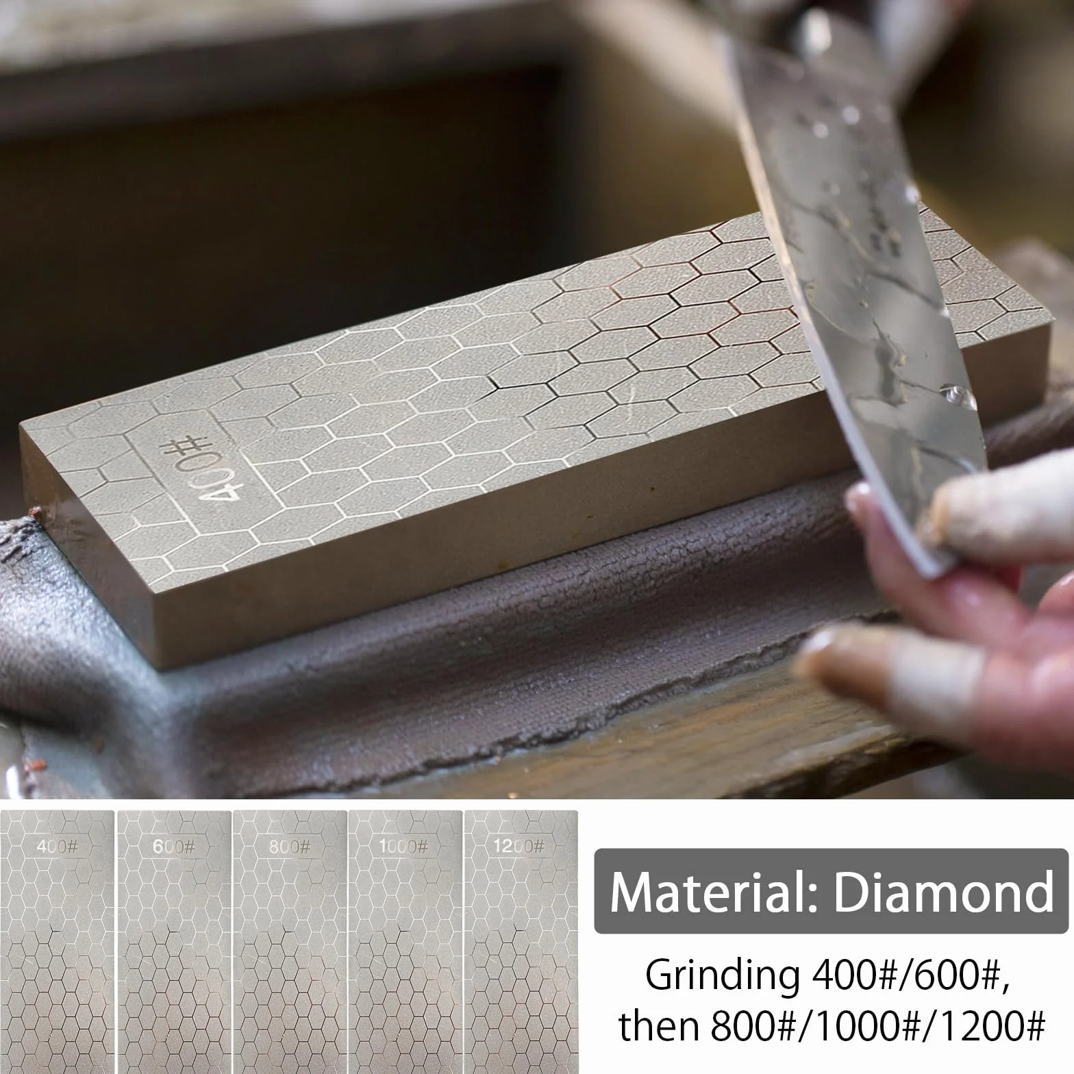 Diamentowa Ostrzałka do Noży 5 Sztuk Kamienie Szlifierskie Ziarnistość 400/600/800/1000/1200