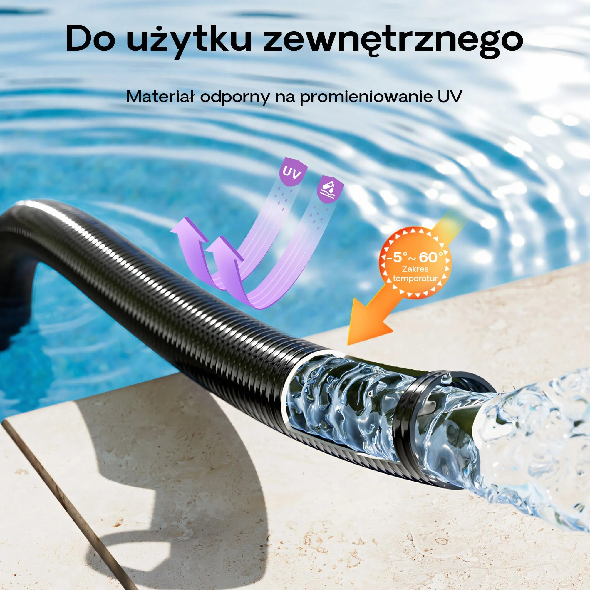 Wiltec wąż tłoczny i ssawny 10m wąż do oczka wodnego 38mm (1 1/2") czarny odporny na zimno do -5 °C, bardzo dobra odporność na promieniowanie UV wąż do pompy
