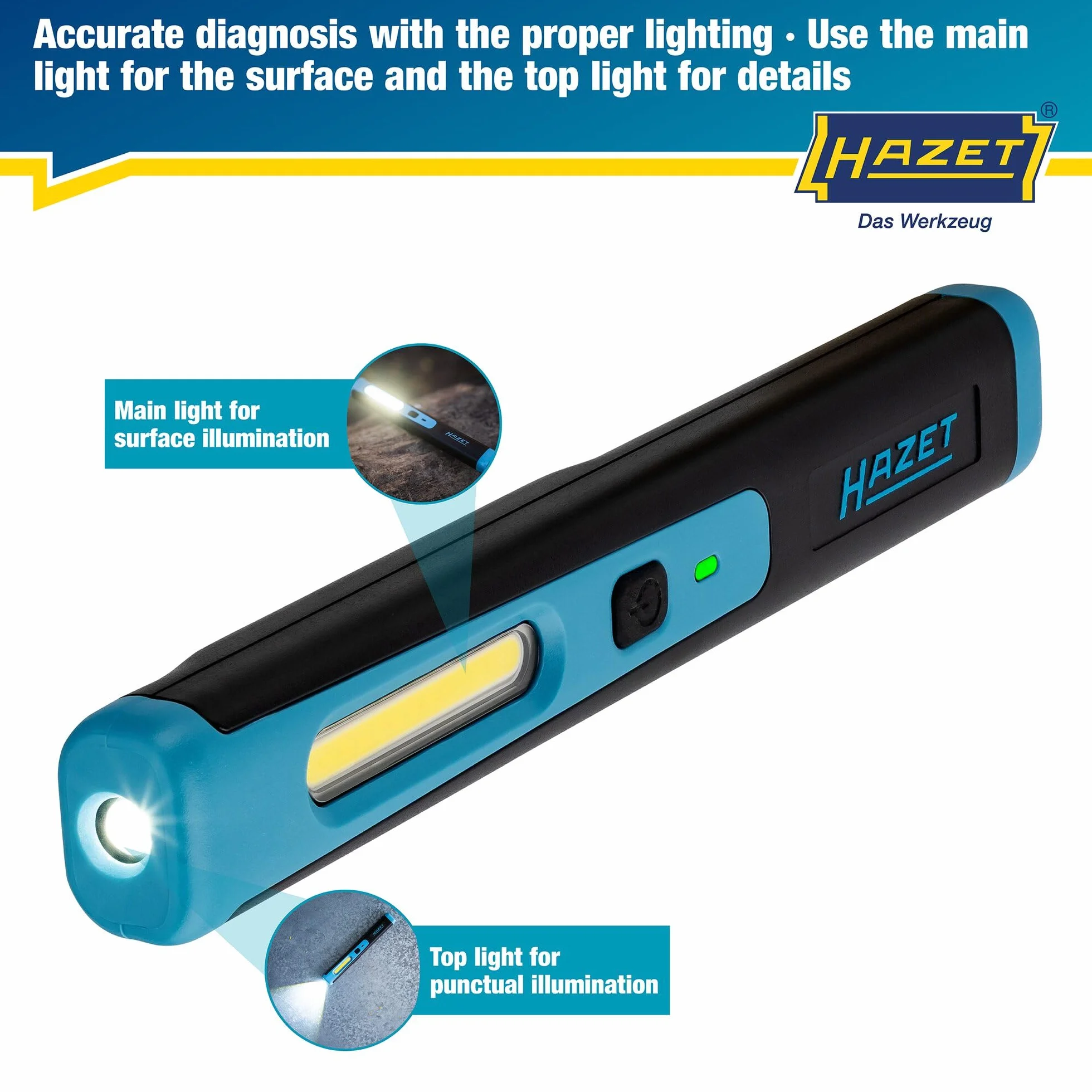 HAZET LED penlight 1979-11 I mała i kompaktowa lampa warsztatowa o wysokiej wydajności świetlnej, bezstopniowo ściemniana, z magnesem do mocow