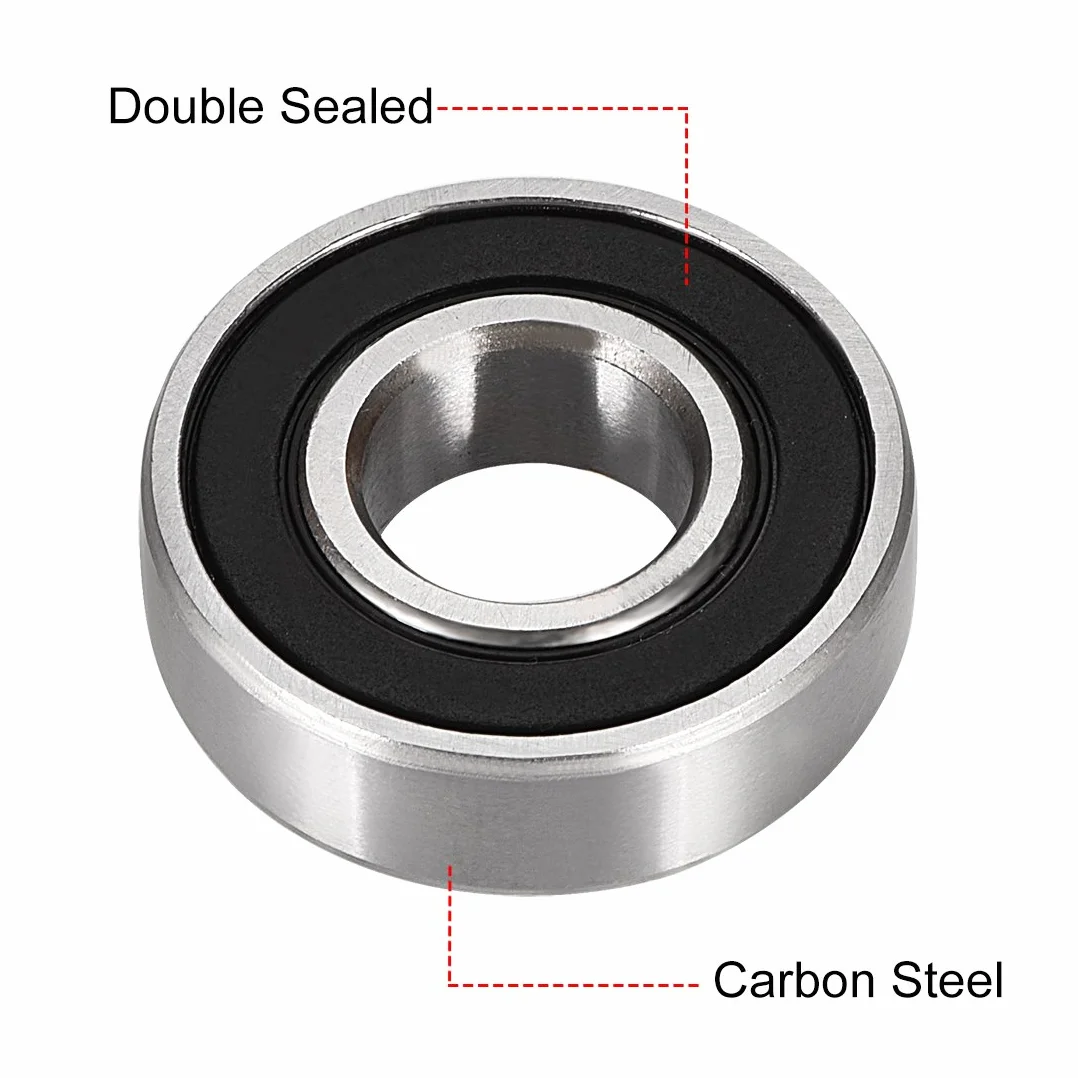 sourcing map 2 szt. łożysko kulkowe zwykłe 6001RS podwójnie uszczelnione 12 mm x 28 mm x 8 mm stal węglowa DE de
