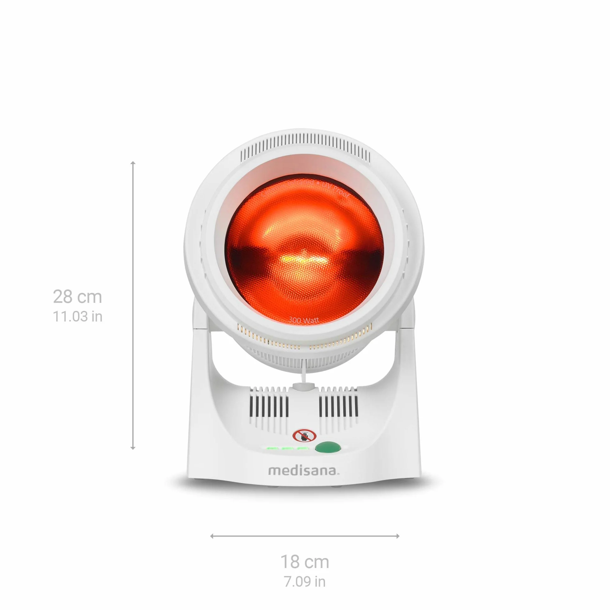 Medisana IR 850 Lampa cieplna na podczerwień 300 Watt, lampa na podczerwień poprawiająca samopoczucie, promiennik ciepła do rozluźnienia mięśni z funkcją timera i ochroną przed promieniowaniem UV