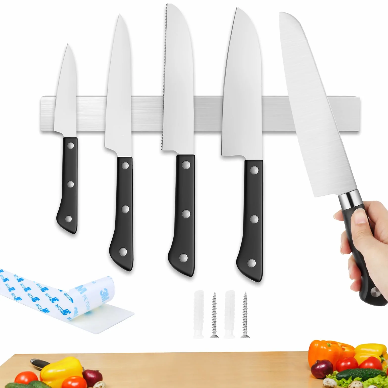 40 cm Magnetyczny Uchwyt na Noże, Samoprzylepny Organizer Kuchenny na Noże