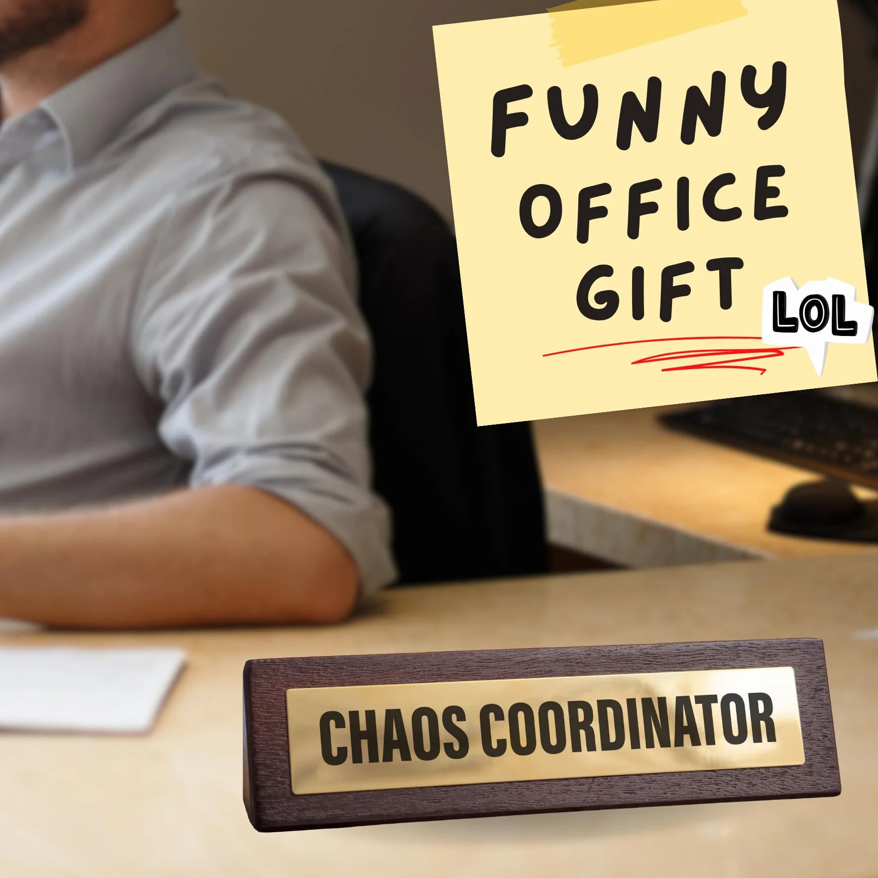 Boxer Gifts Chaos Coordinator nowość tabliczka na biurko - zabawny prezent dla szefa i kolegów tajemniczy Mikołaj - nowość akcesoria robocze