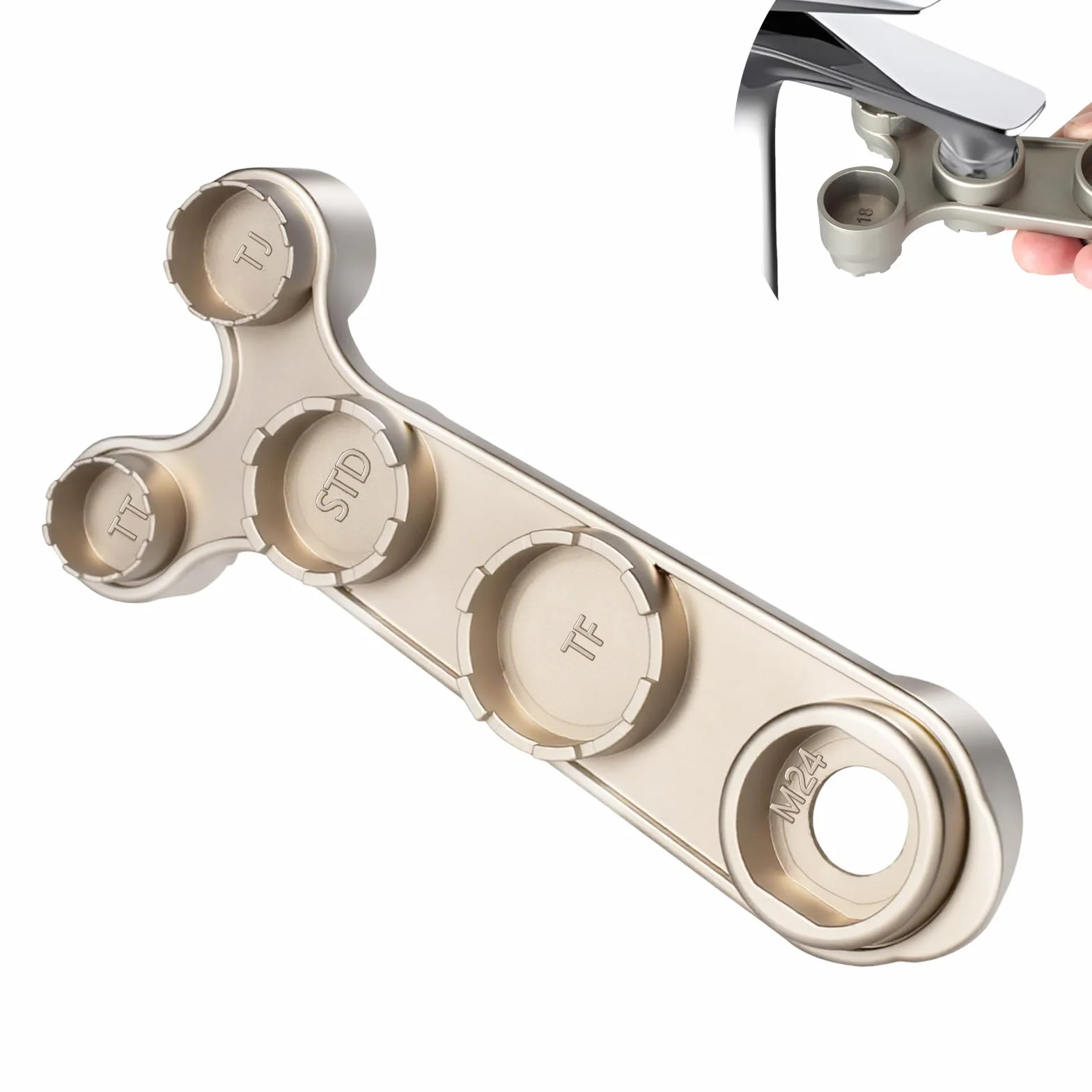 11-w-1 Metalowy Klucz do Perlatorów – Pasuje do Gwintów Wewnętrznych i Zewnętrznych (M18, M20, M22, M24, M28) oraz Ukrytych Regulatorów (TT, TJ, JR, STD, TF) – Nierdzewny i Ergonomiczny
