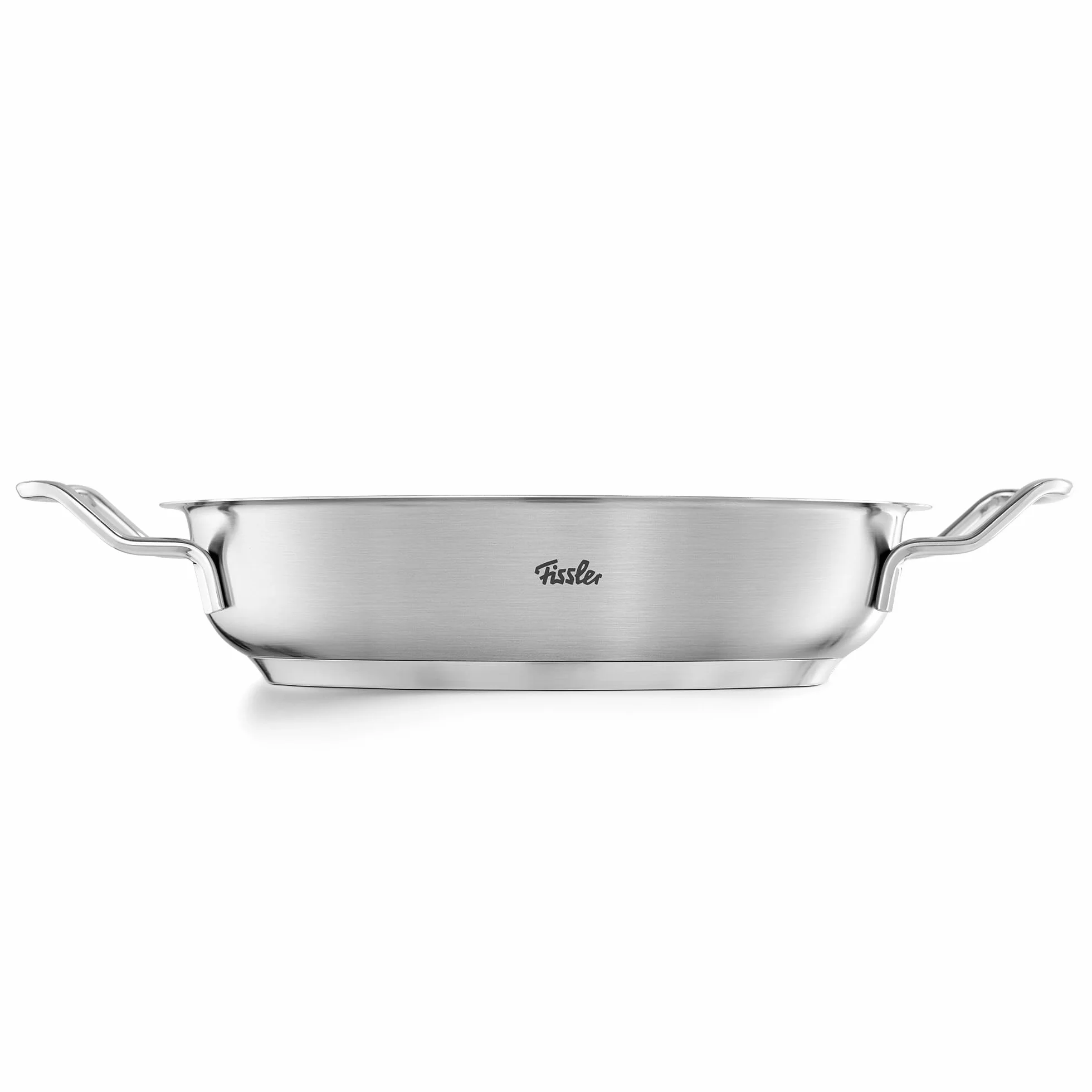Fissler Original Profi Collection/patelnia do serwowania ze stali nierdzewnej okrągła (2 l, Ø 24 cm) powierzchnia do smażenia, skala wewnętrzna – indukcyjna