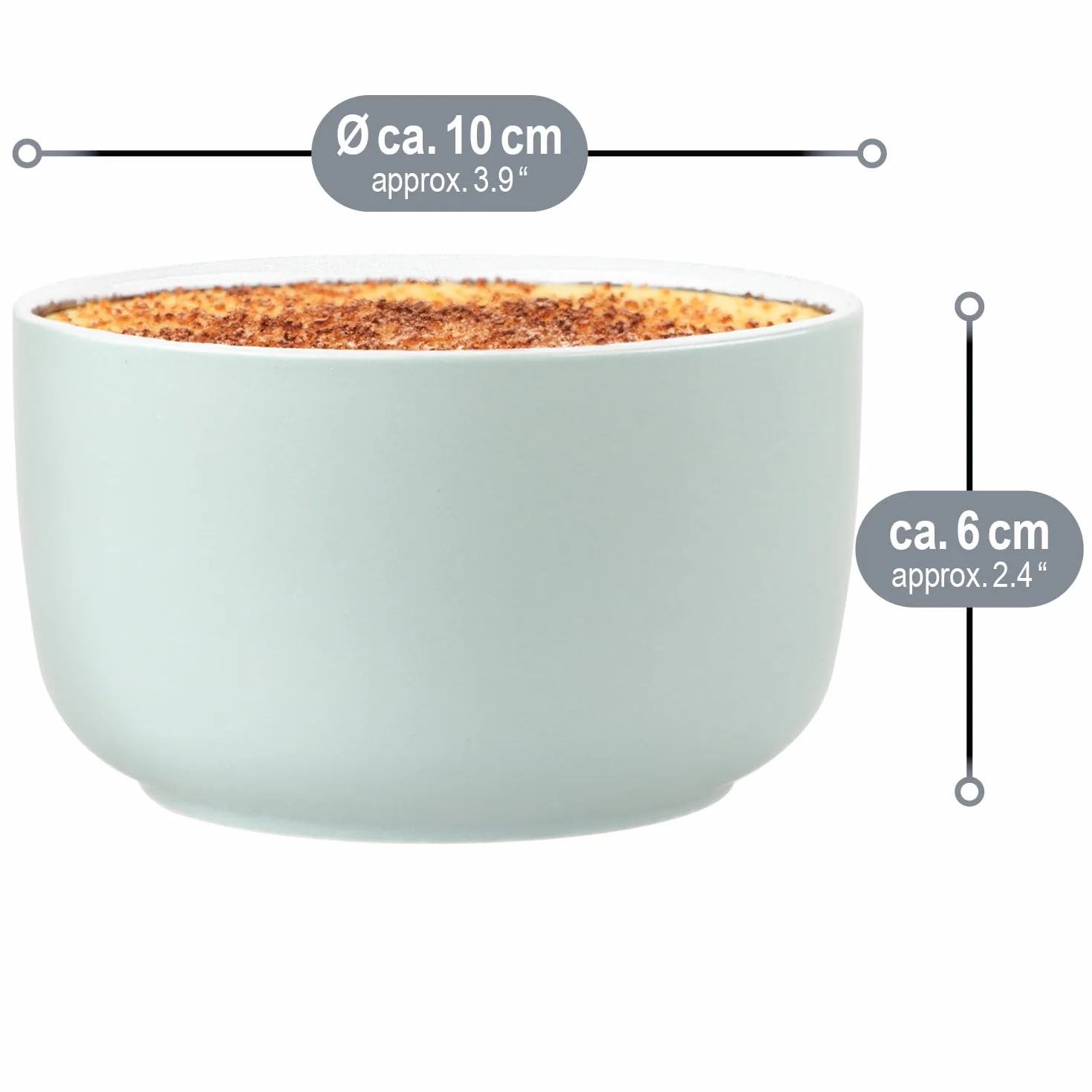 COM-FOUR® Miska deserowa 320 ml szary/bezowy - Zaroodporne formy Ragout Fin Bowl 6 sztuk