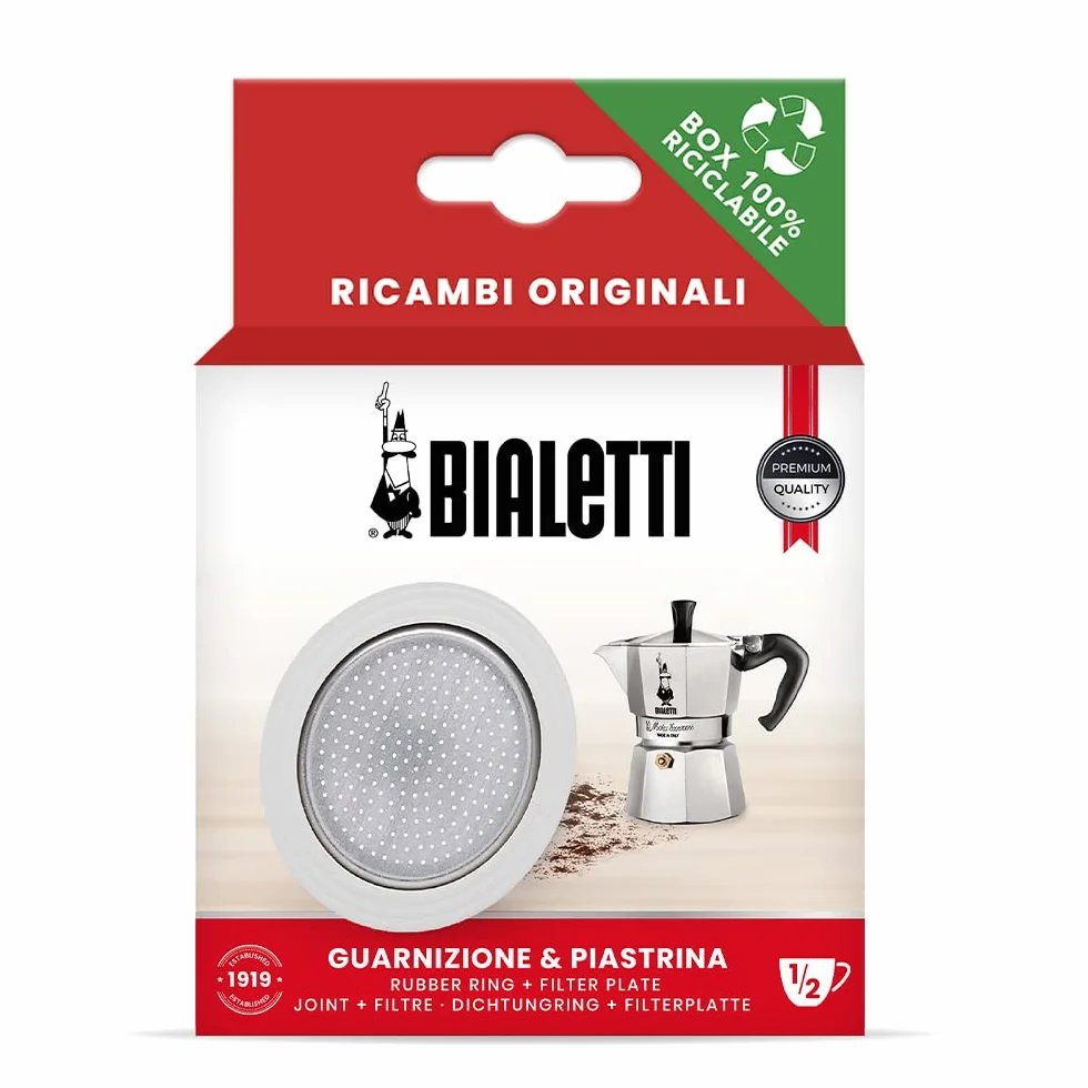 Bialtti Części zamienne, w zestawie 1 garnizione i 1 talerz, kompatybilny z Bialetti La Mokina i Moka 1 filiżanka
