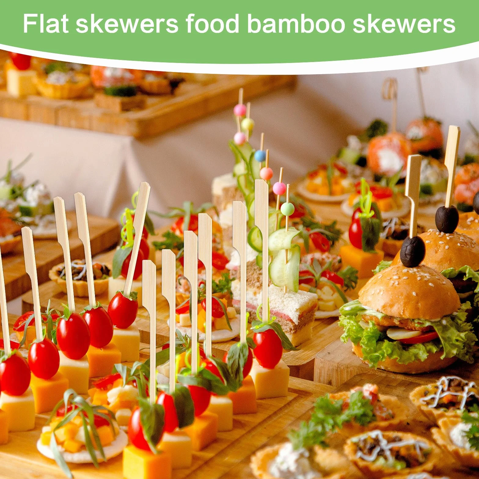 Bambusowe szpikulce 15 cm, 100 szt. bambusowych patyczków do przystawek koktajlowych, wykałaczek, szaszłyków kebab, patyczków drewnianych do koktajli, owoców, grillowania, napojów, BBQ, fondue (6 cali
