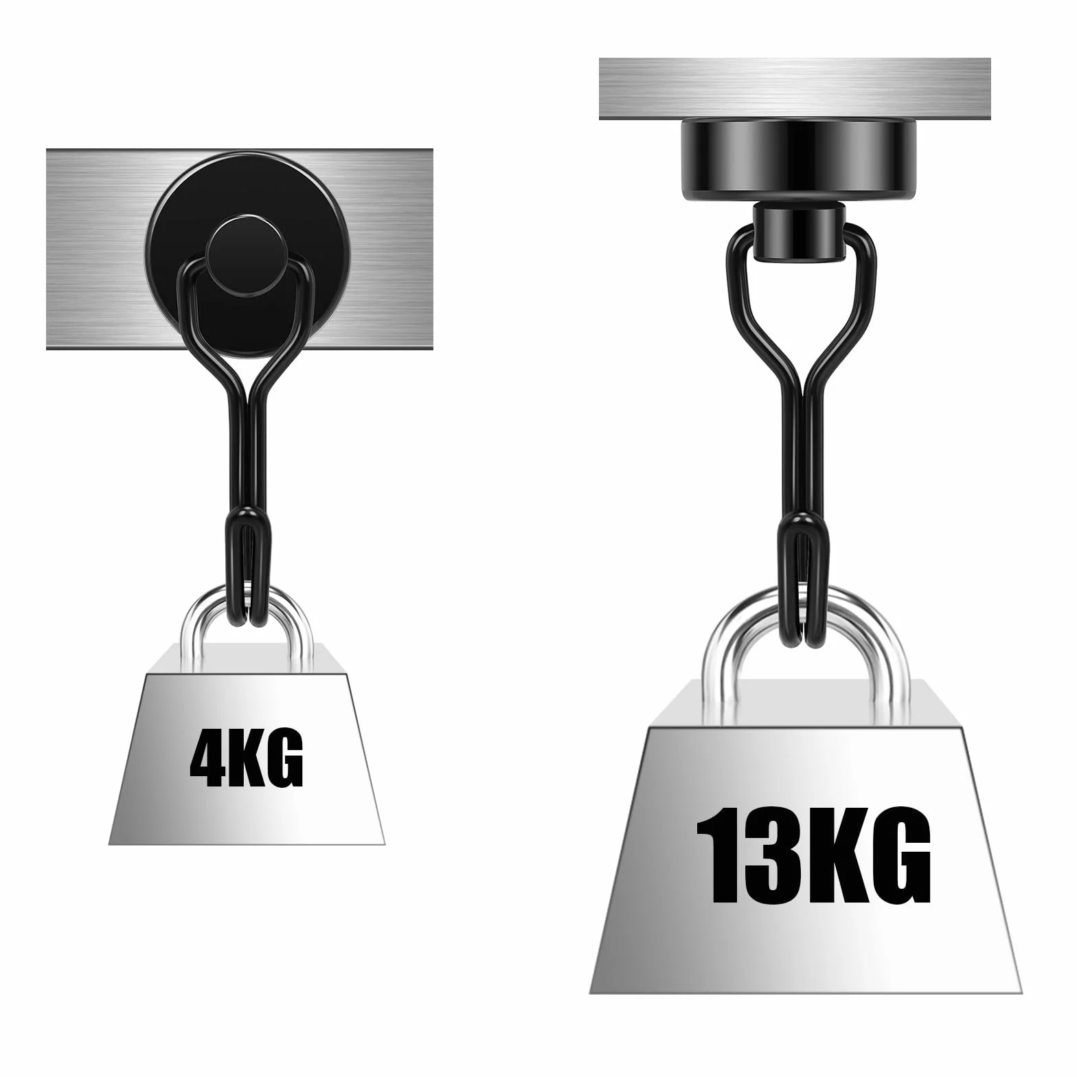 Wukong 6 sztuk mocnych magnesów neodymowych, 20 mm, czarne, 13 kg, małe, magnetyczne, bardzo mocne, na kemping, do przechowywania i kuchni