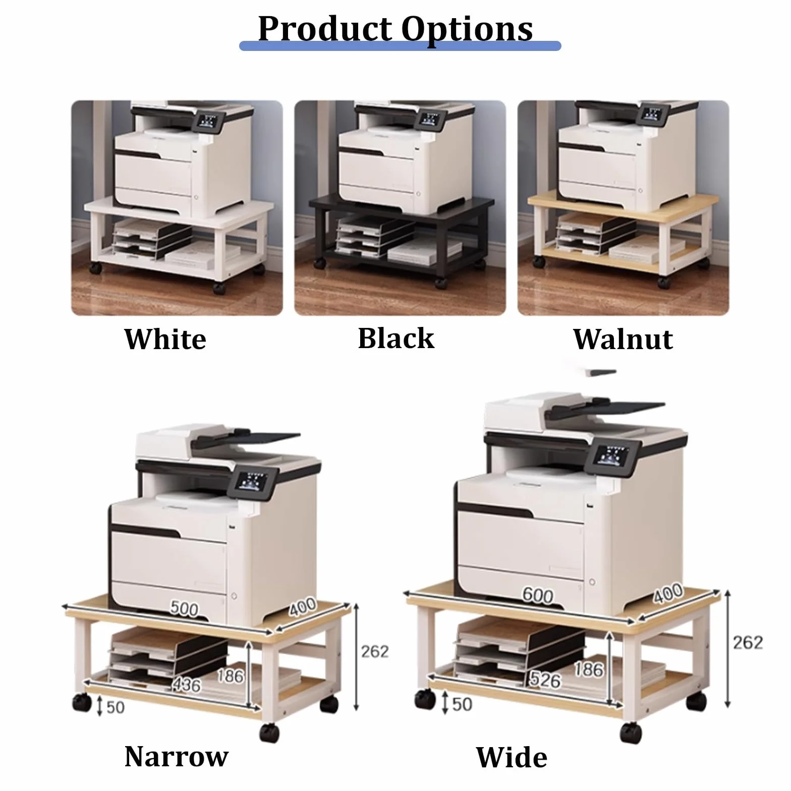Under Desk Printer Stand,Mobile Metal Shelf Rack For PC, Scanner, 3D Printer, Fax, Shredder With Wheels,Black Printer Cart(Yellow,23.6 x 15.7 x 10.3 in)