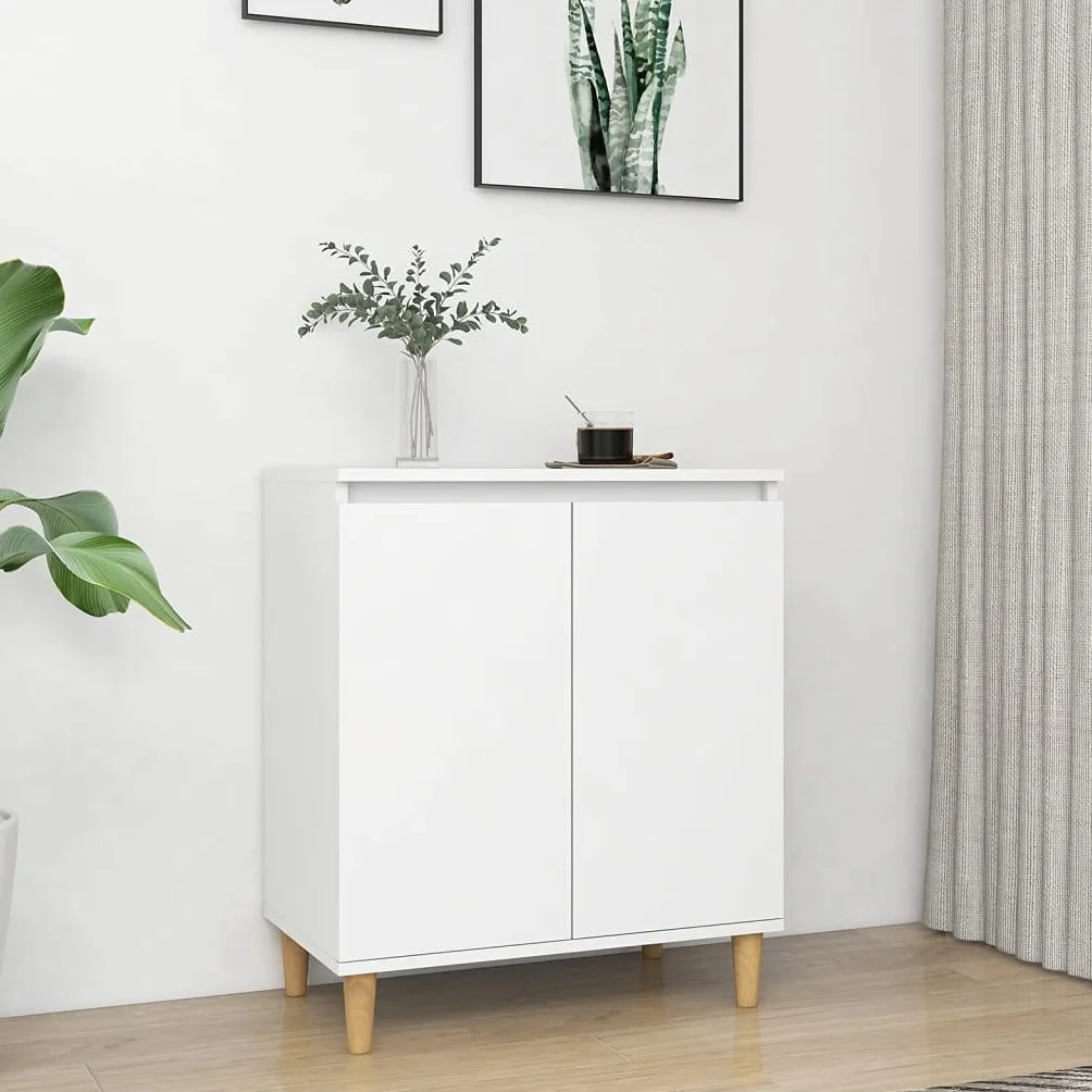 vidaXL Szafka z drewnianymi nóżkami, biała 60x35x70 cm
