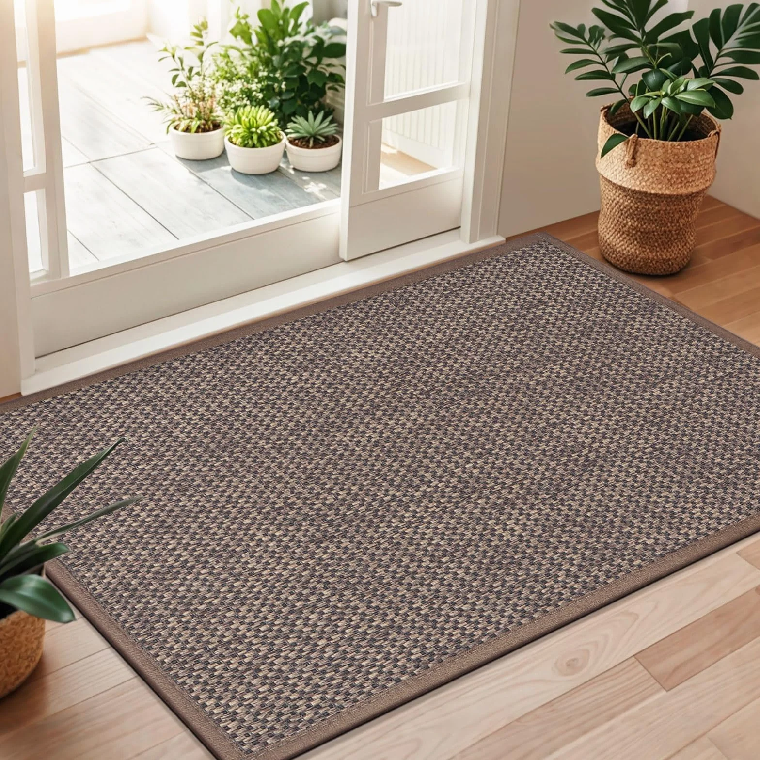 LEKEEPGO Wycieraczka 91 cm x 150 cm, antypoślizgowa wycieraczka do drzwi wejściowych, gumowe podłoże, zmywalna wewnętrzna wycieraczka do drzwi, chłonna, niskoprofilowa, wejściowa, odporna na