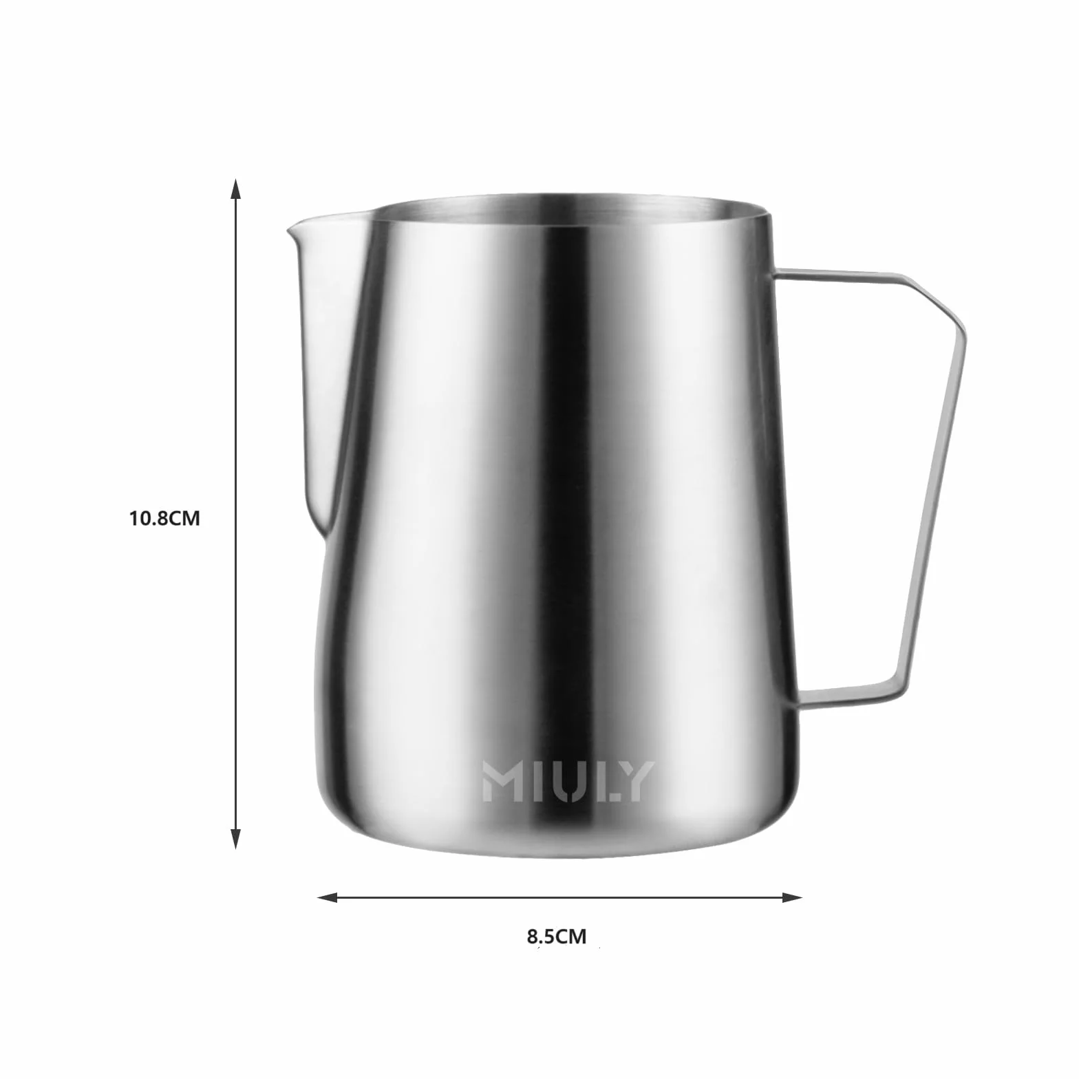 Dzbanek na mleko ze stali nierdzewnej 600ml do spieniania mleka do cappuccino i latte art srebrny
