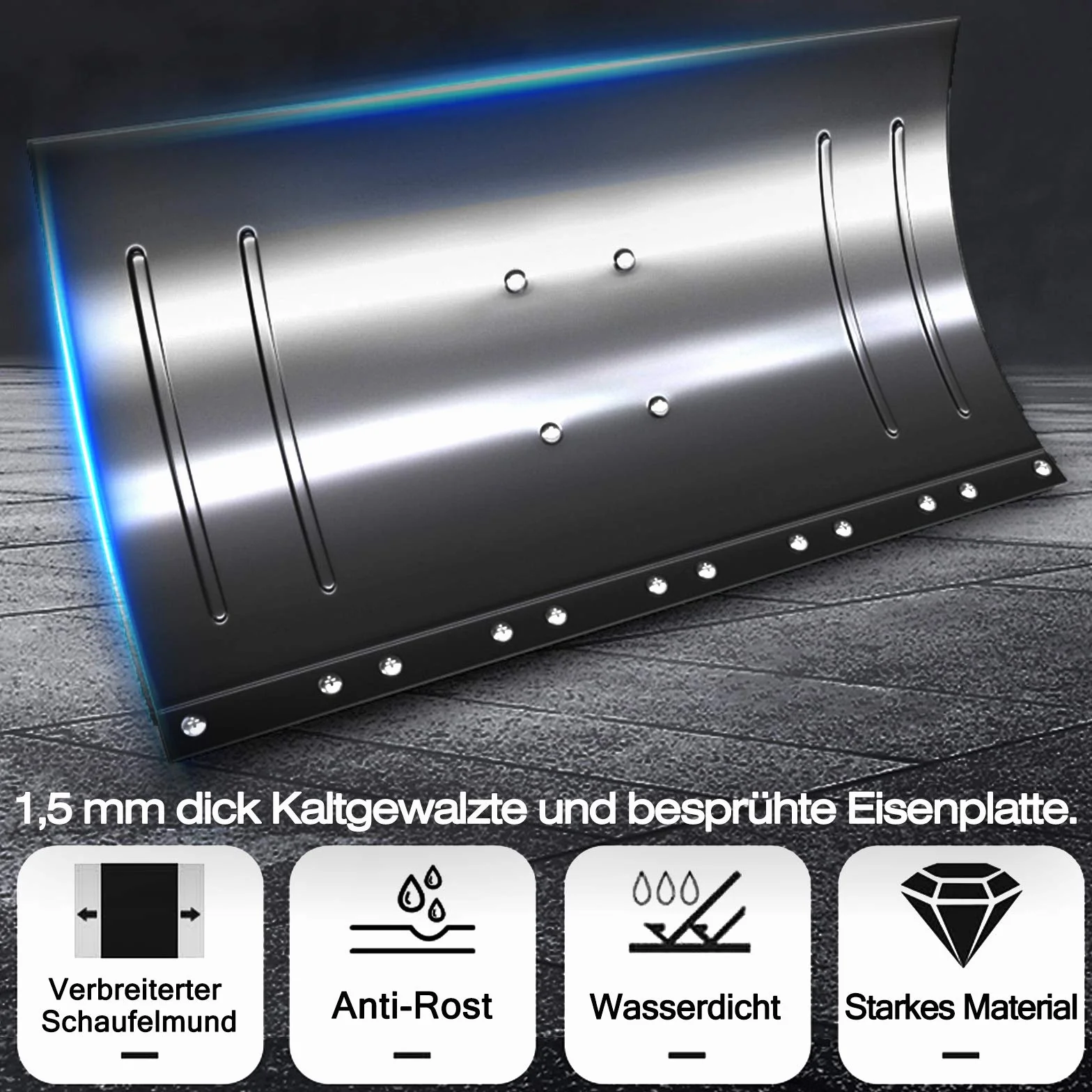 NAIZY szufla do śniegu z 5-stopniową regulacją wysokości, odśnieżarka z kołami o średnicy φ25 cm, z metalową tarczą z 74 cm szeroką plastikowa łopatą, odśnieżarka do podjazdów, ogrodów, chodników