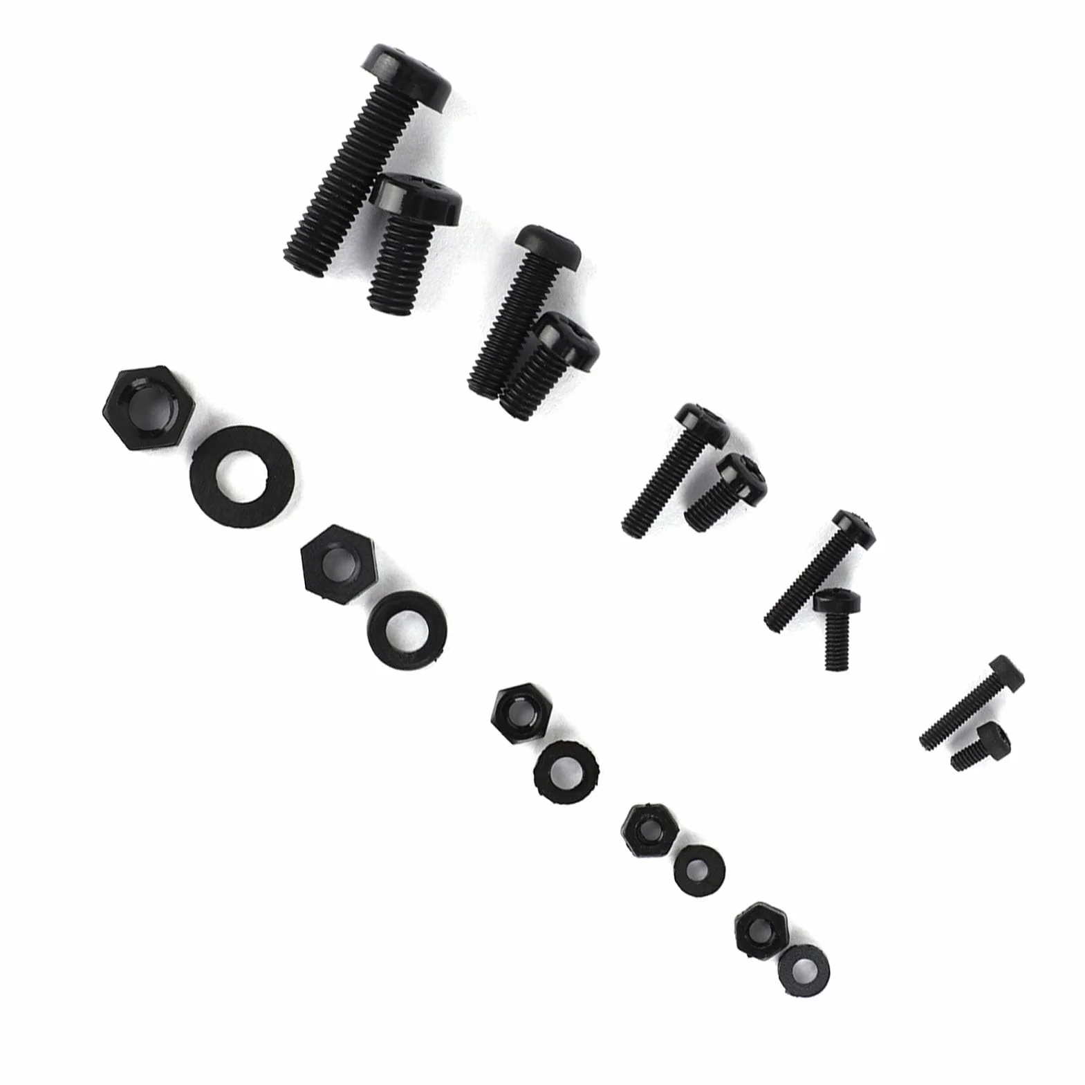 270 Sztuk/pudło M2/M2.5/M3/M4/M5 Nylon Śruba Nakrętka Podkładka Zestaw Asortymentu Łączniki Sprzętowe ze Śrubą Schowek(Czarny zestaw śrub nylonowych 270 sztuk)