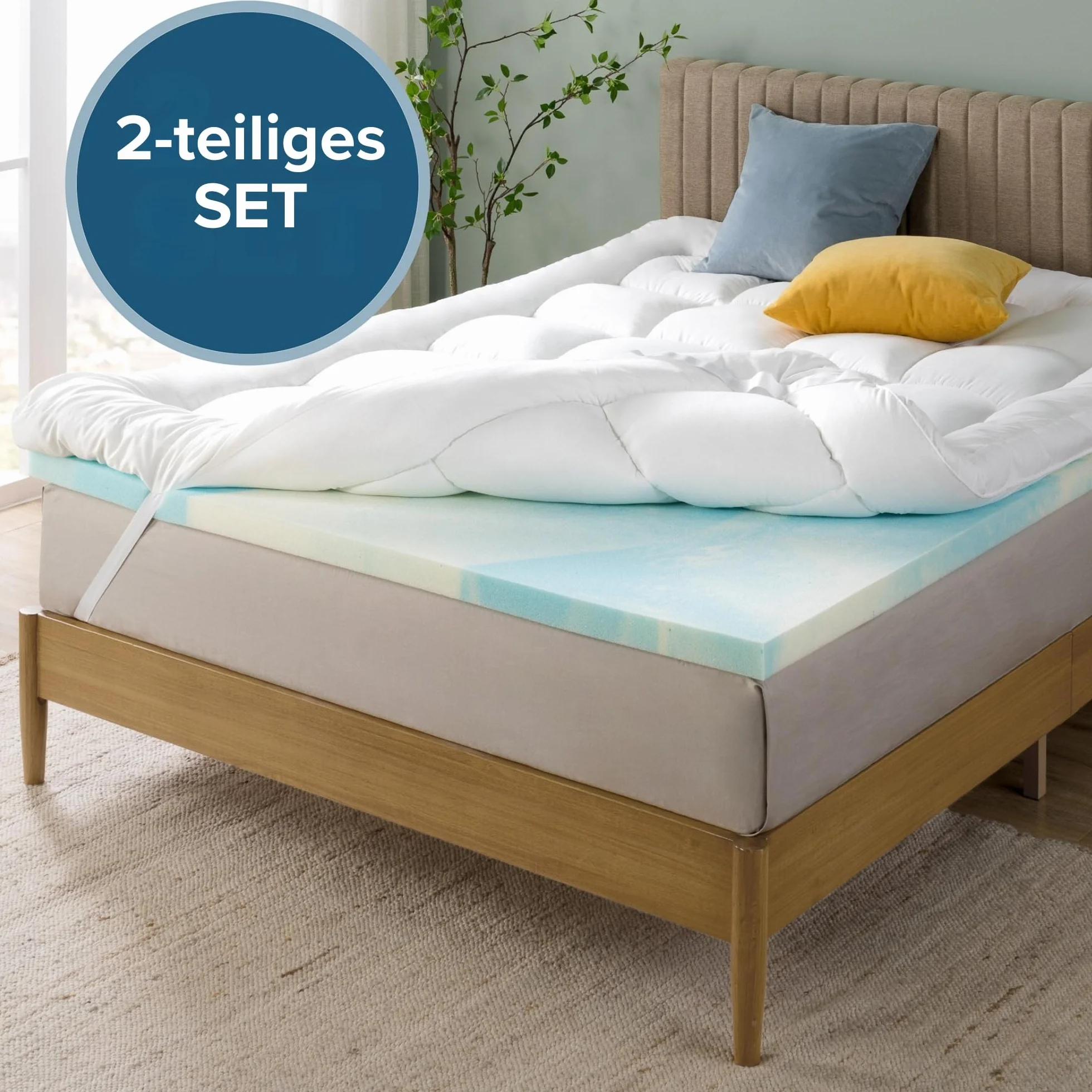 Zinus Mattress Topper, poliester, biały, 200 x 90 cm