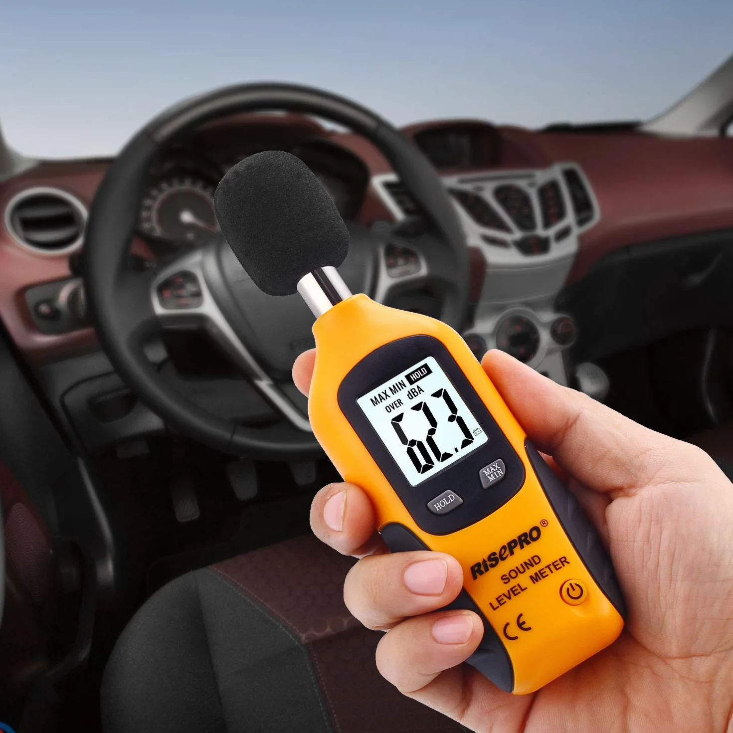 Miernik decybeli, cyfrowy miernik poziomu dźwięku RISEPRO® 30-130 dB, urządzenie do pomiaru szumów, podświetlenie MAX/MIN, automatyczne wyłączanie danych, podwójne zakresy, HT-80A