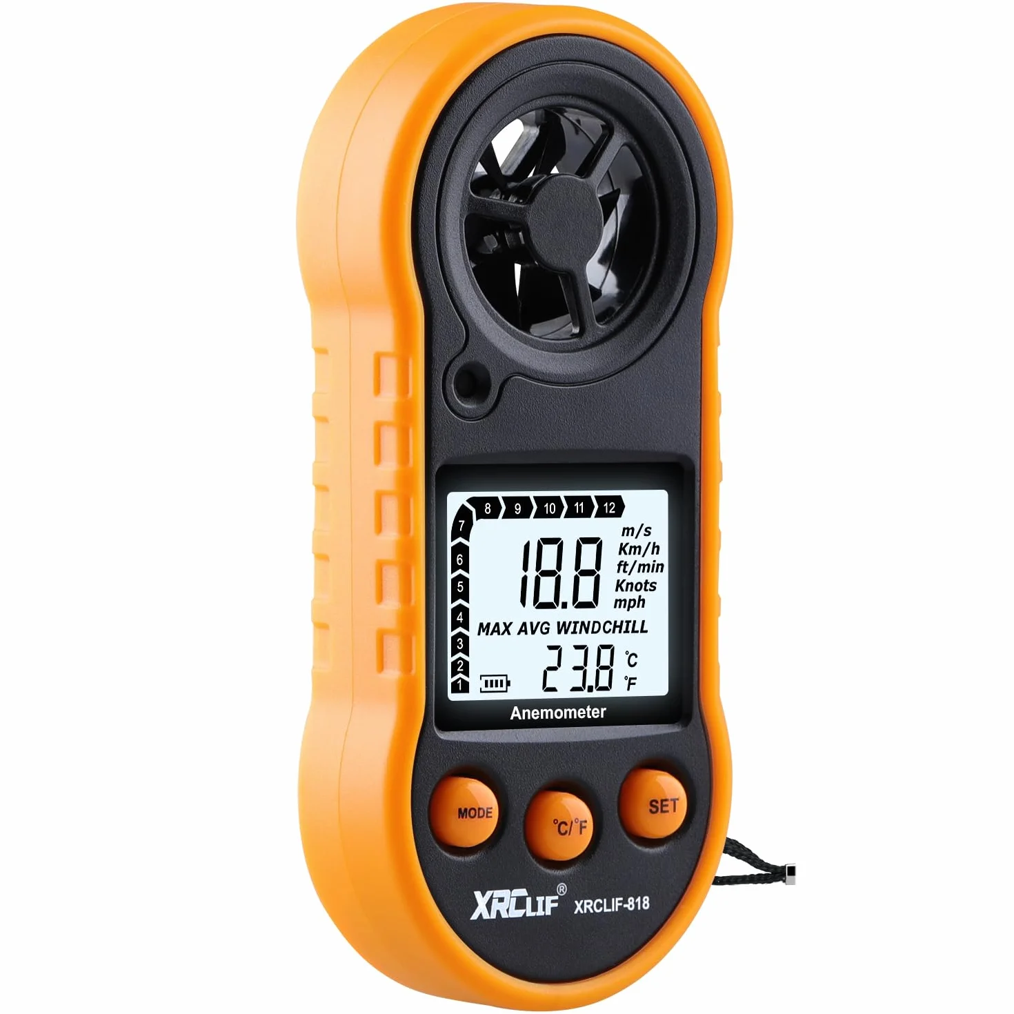 Cyfrowy anemometr ręczny, miernik prędkość wiatru i przepływu powietrza do pomiaru prędkości temperatury chłodu, termometr do strzelania, windsurfingu, wędkowania, polowania
