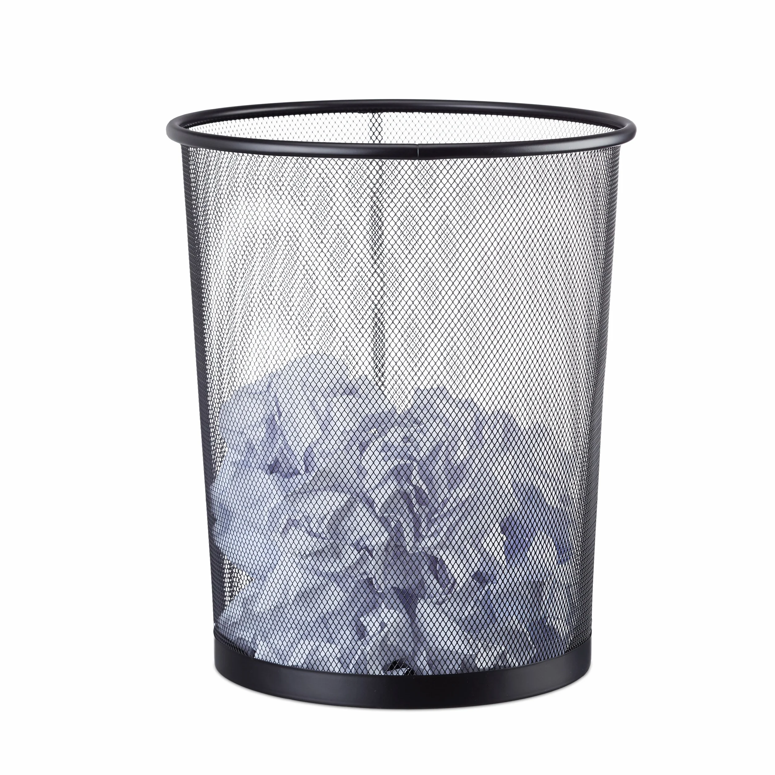 Relaxdays biurowy kosz na śmieci, kubeł na papiery, pojemnik na odpady, druciak, 20 L, Ø 30 cm, wys. 35 cm, czarny