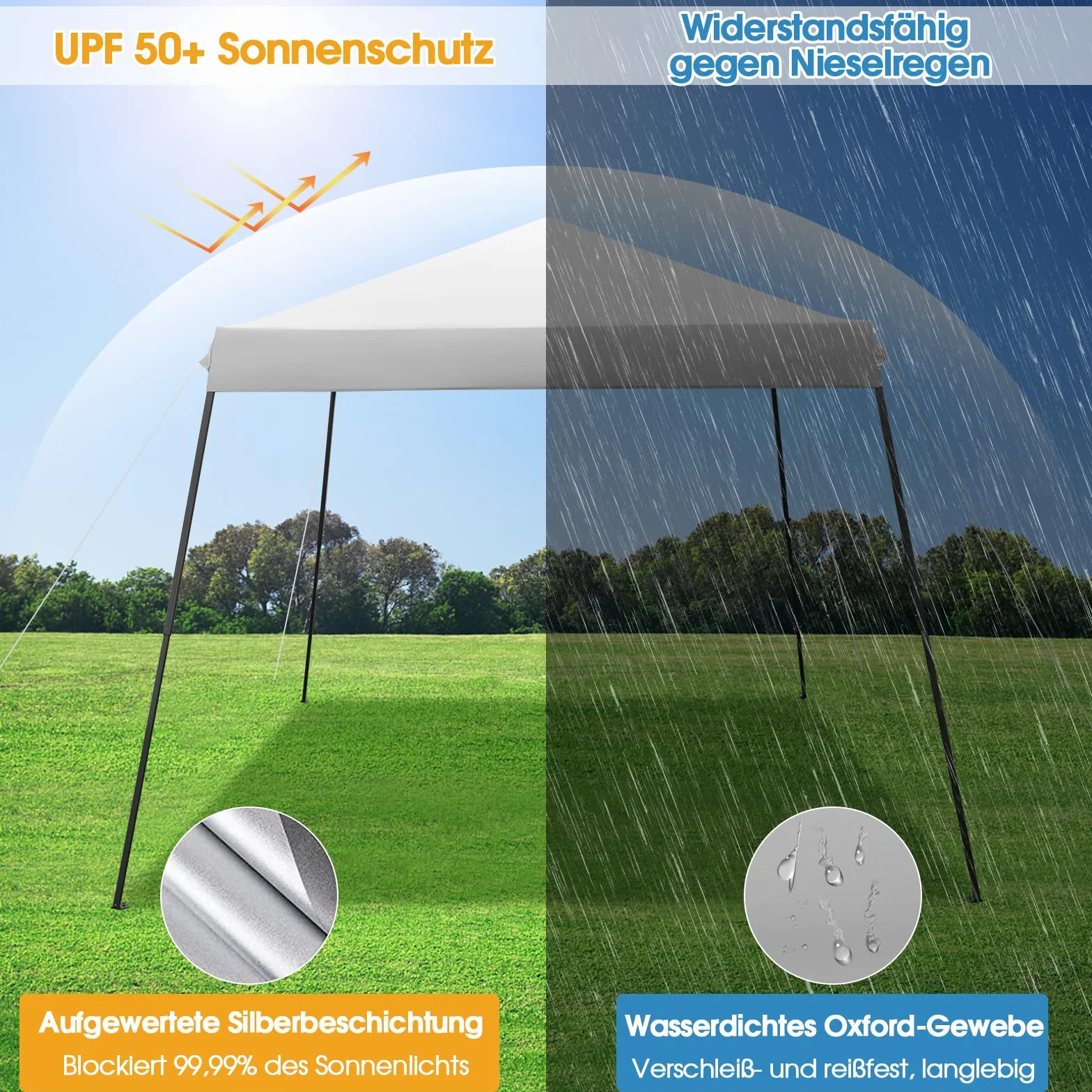 COSTWAY NP10301GRDE Pawilon składany 3 x 3 m z moskitierą i workami na piasek, ochrona przed promieniowaniem UV 50 +, namiot ogrodowy, namiot imprezowy, stabilny, pawilon ogrodowy do ogrodu, w zestawie torba zwijana (szary)