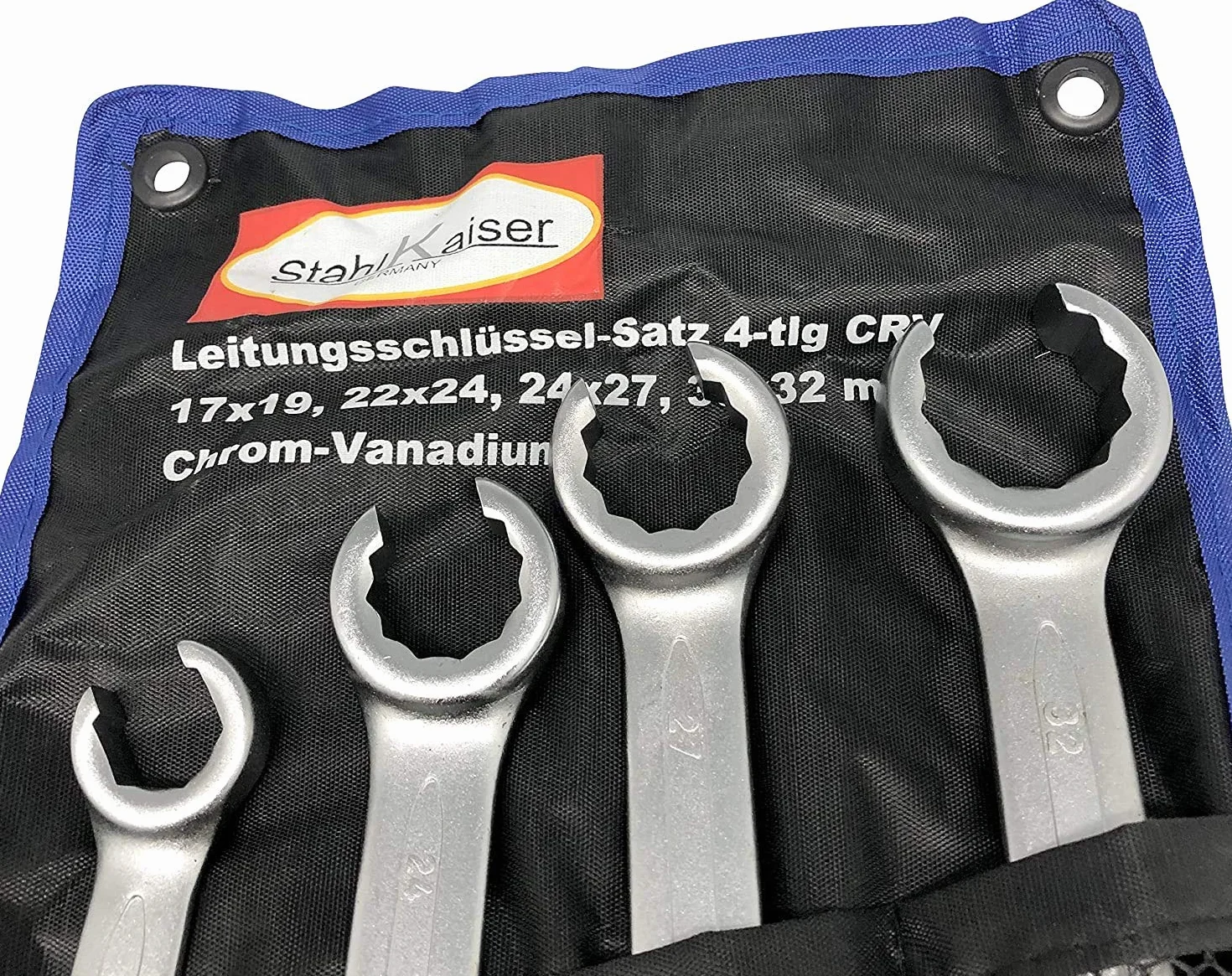 Bardzo duży, 4-częściowy zestaw otwartych kluczy oczkowych do rur hydraulicznych do rur podwójnych kluczy oczkowych 17 do 32 mm, przewód hamulcowy, hydraulika, traktor