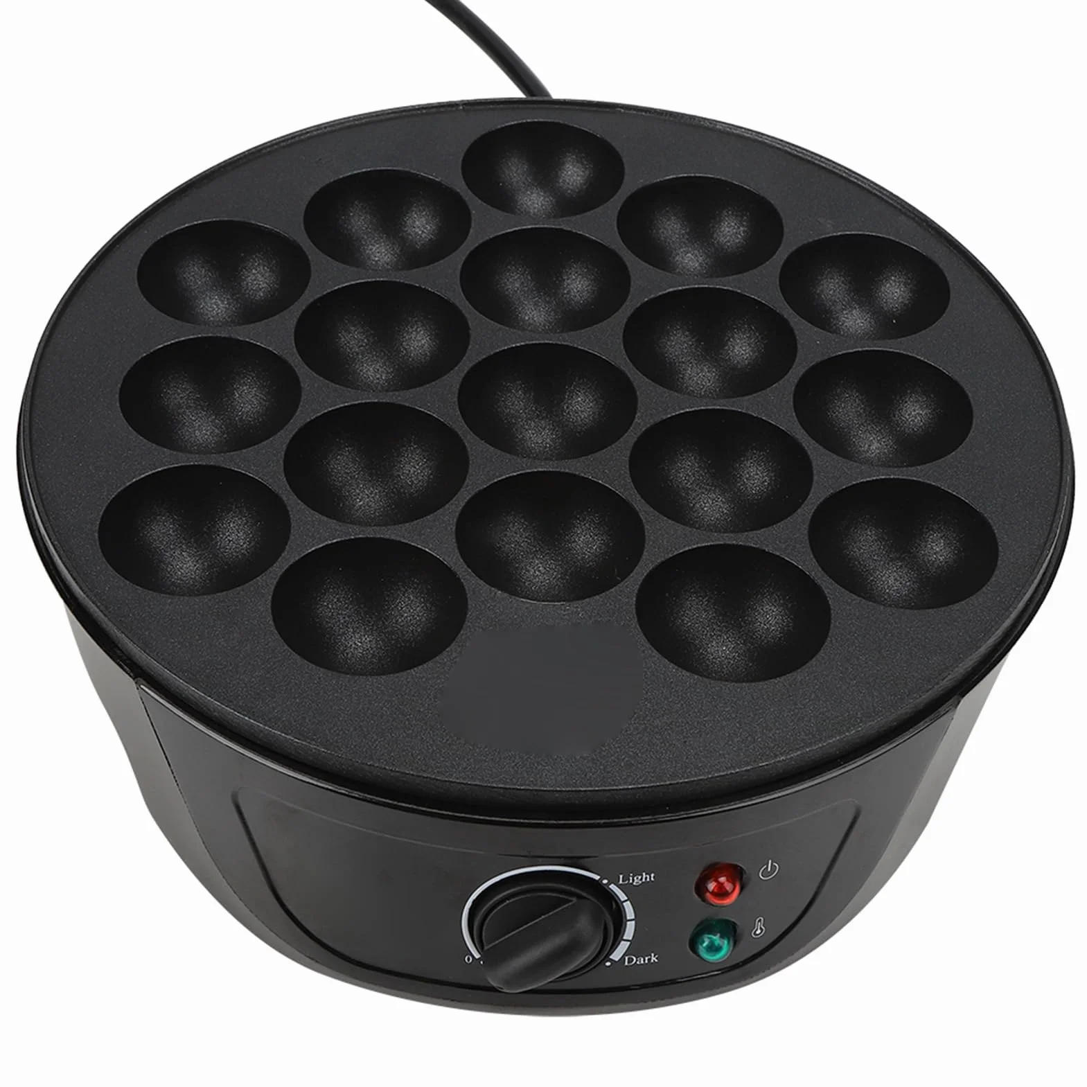 Elektryczna Maszyna Takoyaki 18 Okrągłych Foremek, Powłoka Nieprzywierająca, 750 W, Otwór 4 Cm