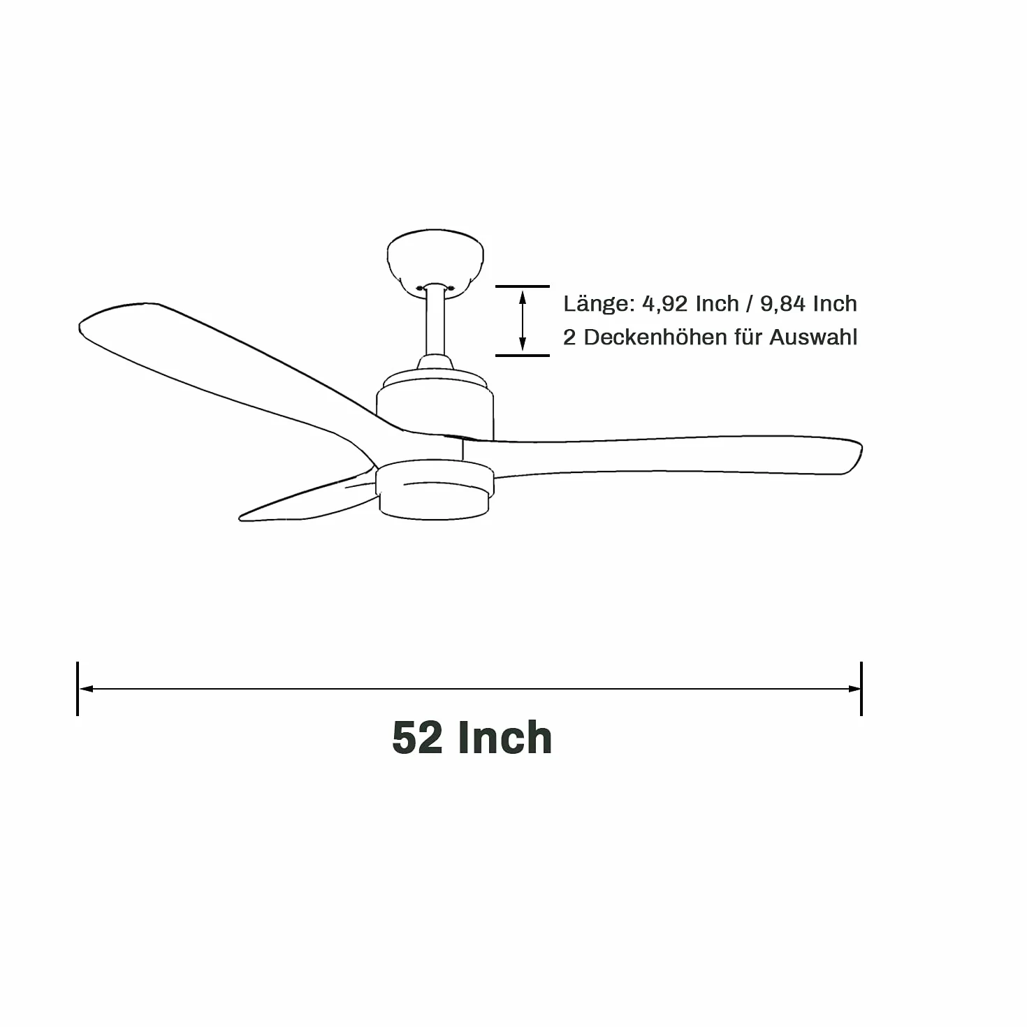 SONNI Wentylator sufitowy z oświetleniem i pilotem 132 cm czarny