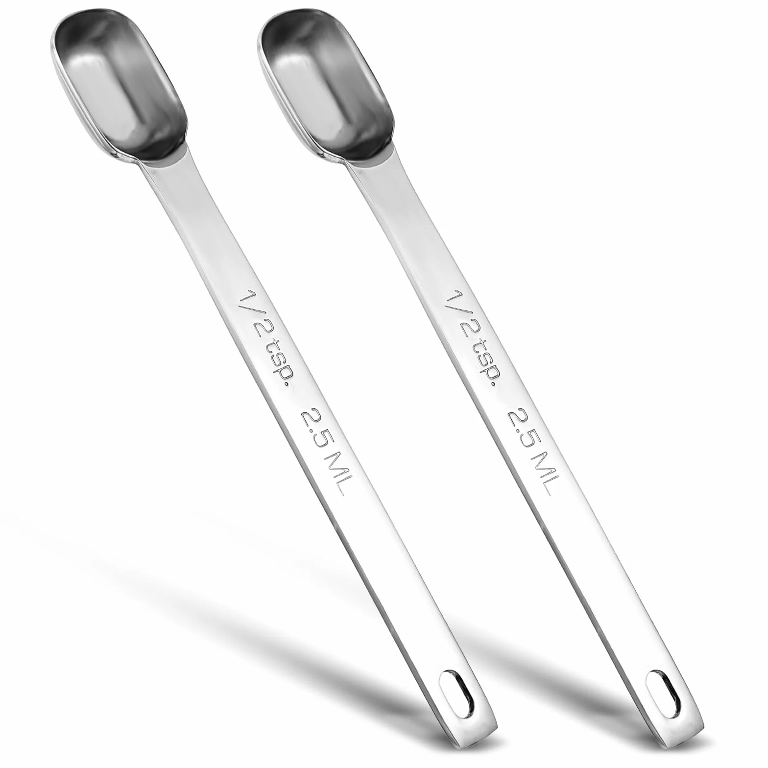 Łyżki miarowe ze stali nierdzewnej 2,5 ml 1/2 TSP prostokątna długa rączka