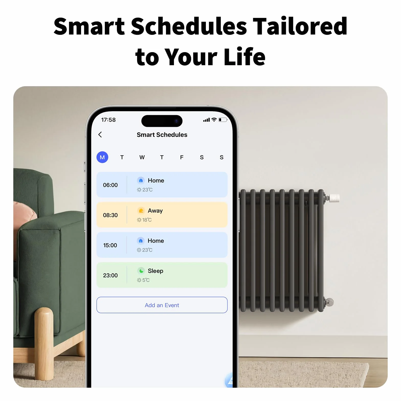 Aqara W600 Inteligentny Termostat Grzejnikowy, Zigbee/Thread, z Oszczędz. Energii, Harmonogramem, Geofencingiem i Długą Żywotnością Baterii. Zgodny z Apple Home, Home Assistant, Alexa, Google Home