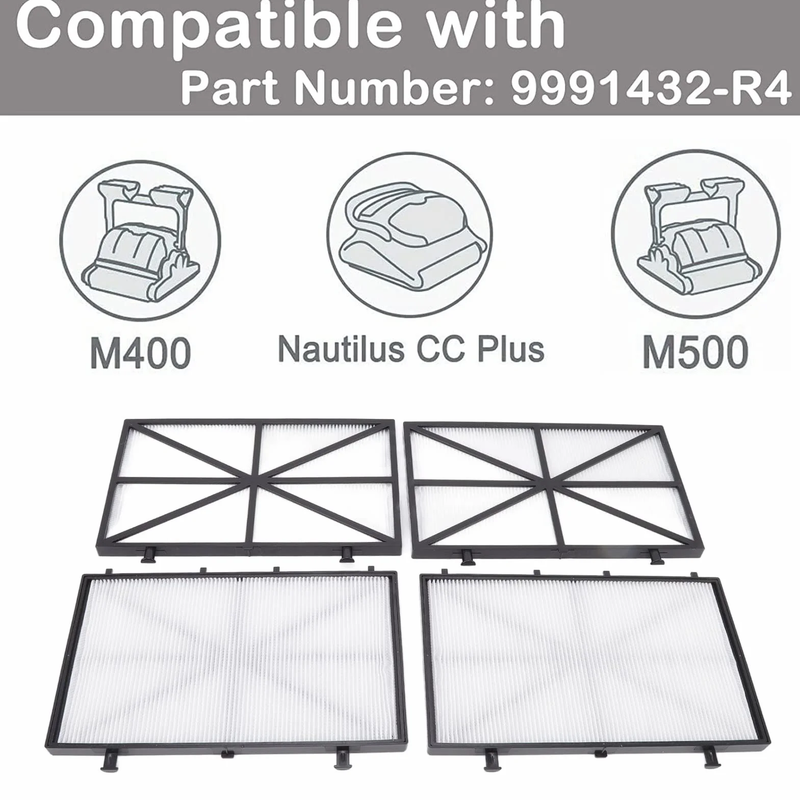 Wymienny Filtr do Robota Basenowego compatible with Dolphin M400 M500 CC Plus, 4 szt., Wkłady Filtrujące 9991432-R4