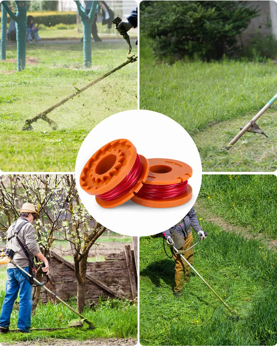 10 sztuk żyłek do podkaszarki do trawy Worx 20 V i 2 nasadki do podkaszarki, model szpulki WA0010, szpula do podkaszarki do trawy, kompatybilna z WG163