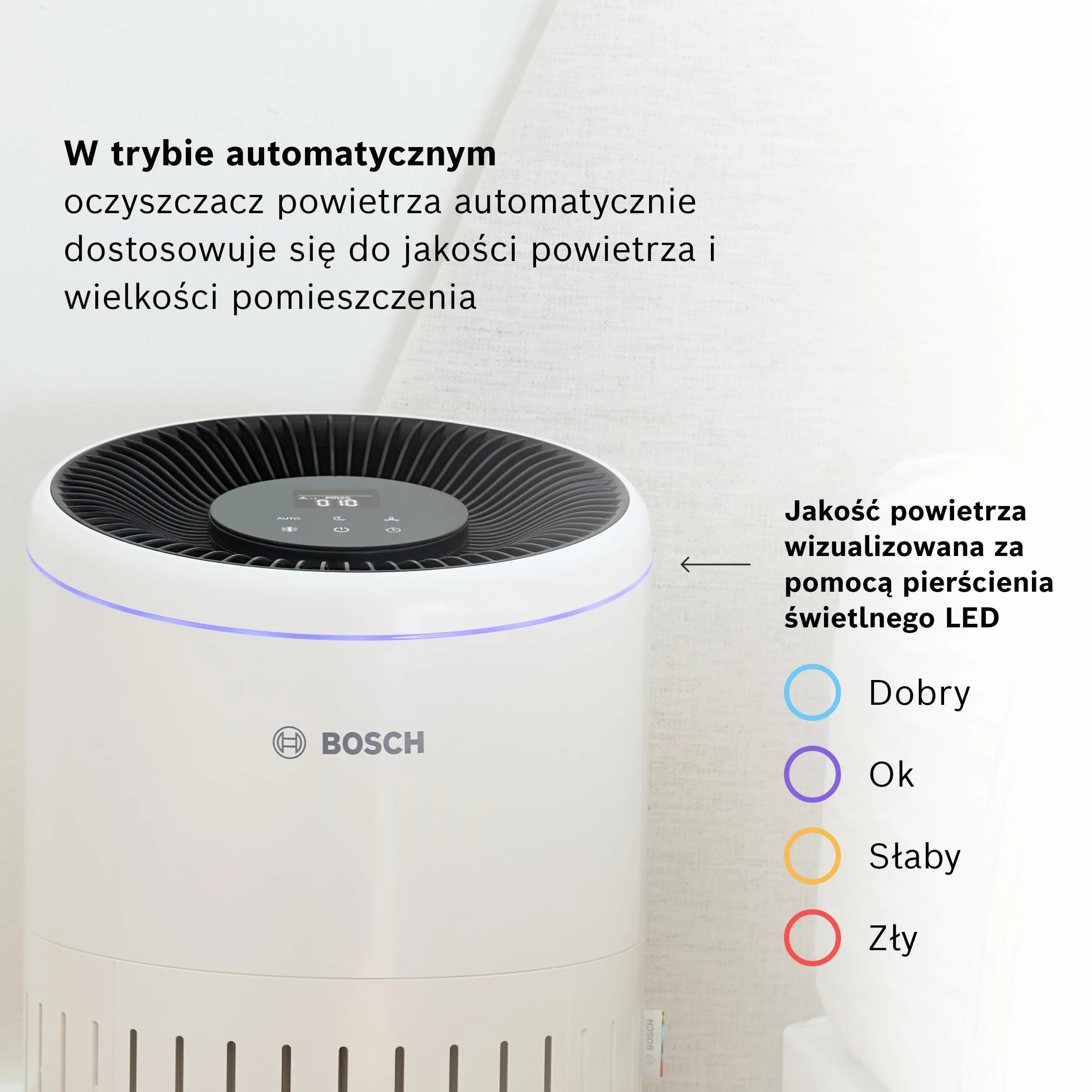 Bosch Air 4000 Oczyszczacz Powietrza, 62,5 m², 300 m³/h, < 25 dB(A), filtr, tryb automatyczny