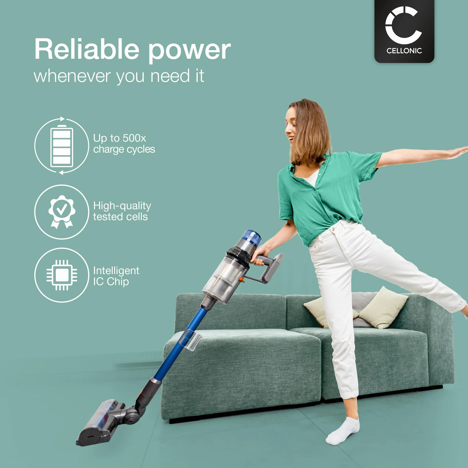 CELLONIC, Akumulator do odkurzacza kompatybilny z Dyson V8 Absolute, 215681, V11, Extra, VE6 (21,6 V, 3000 mAh)