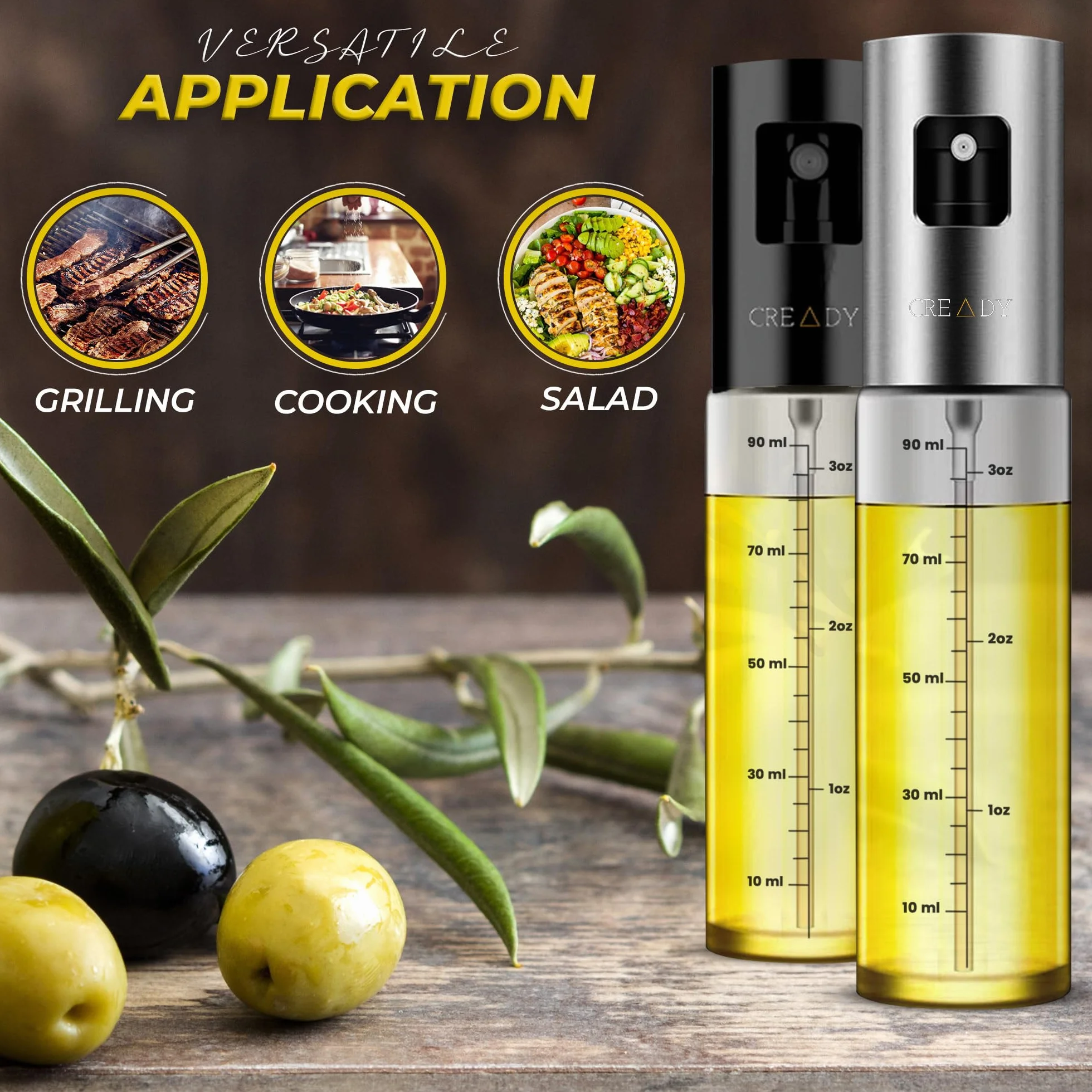 CREADY Spray do gotowania ze stali nierdzewnej 100 ml 2 szt. Dozownik oleju w sprayu do frytkownicy