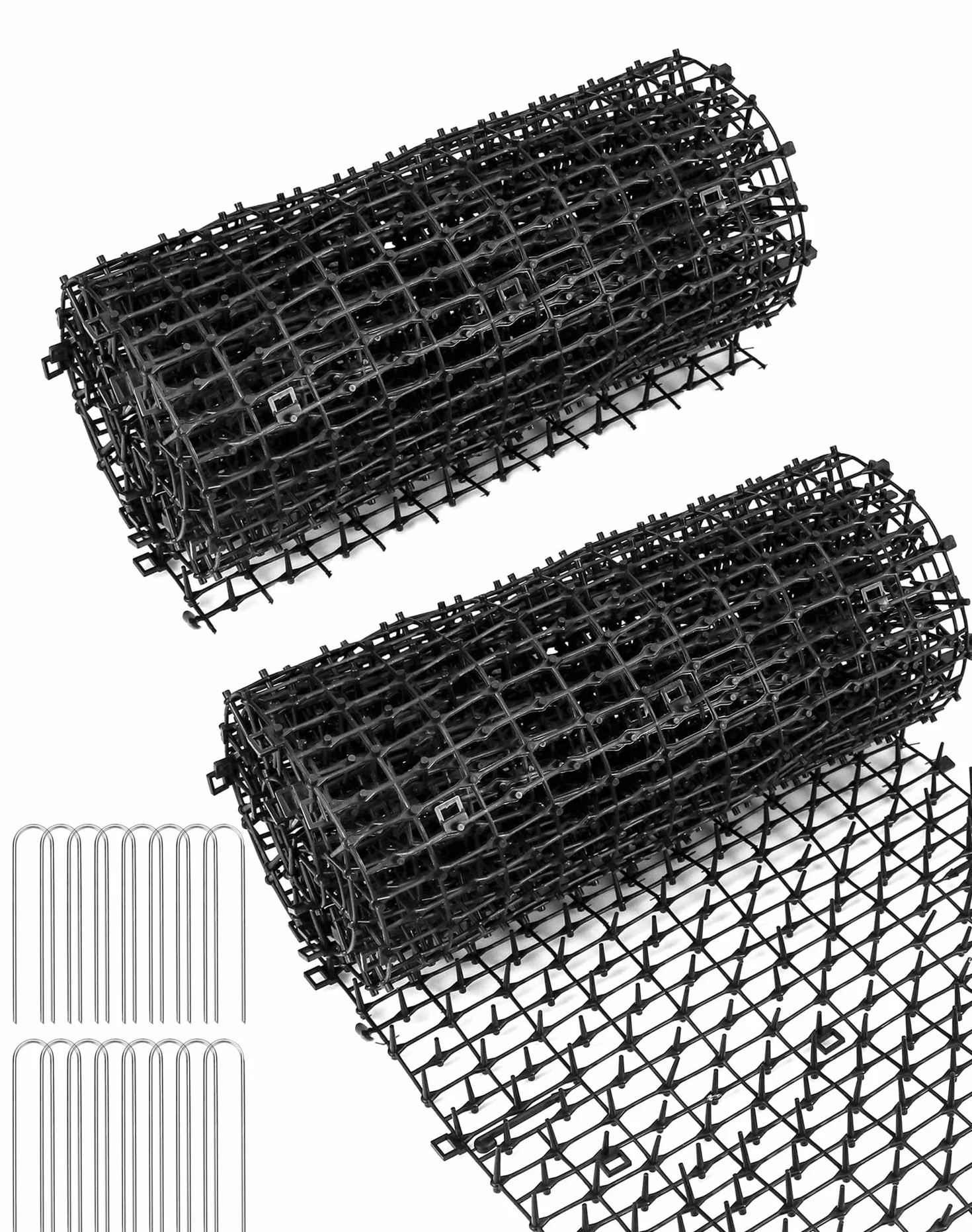 QWORK® 2-pakowa mata odstraszająca koty - 200 cm x 30 cm - siatka kolczasta z barierą dla zwierząt do pokojowego odstraszania kotów i innych zwierząt