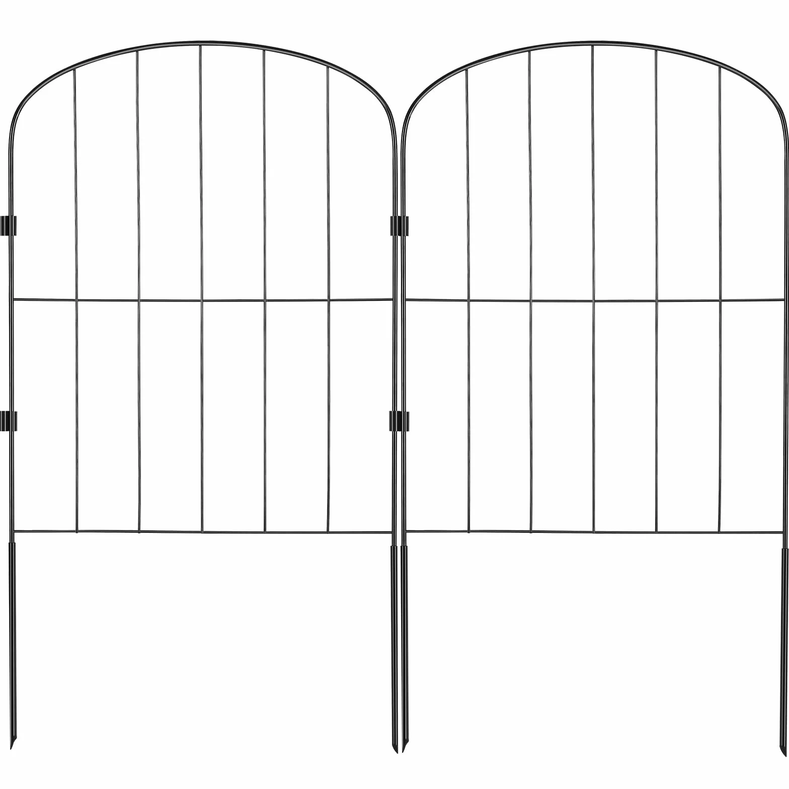 VEVOR Dekoracyjne ogrodzenie ogrodowe, 61 x 33 cm, metalowe ogrodzenie ze stali węglowej, 5,08 cm, odstęp między kolcami, płot dla psów, siatka ogrodzeniowa, metalowe elementy ogrodzenia, w zestawie