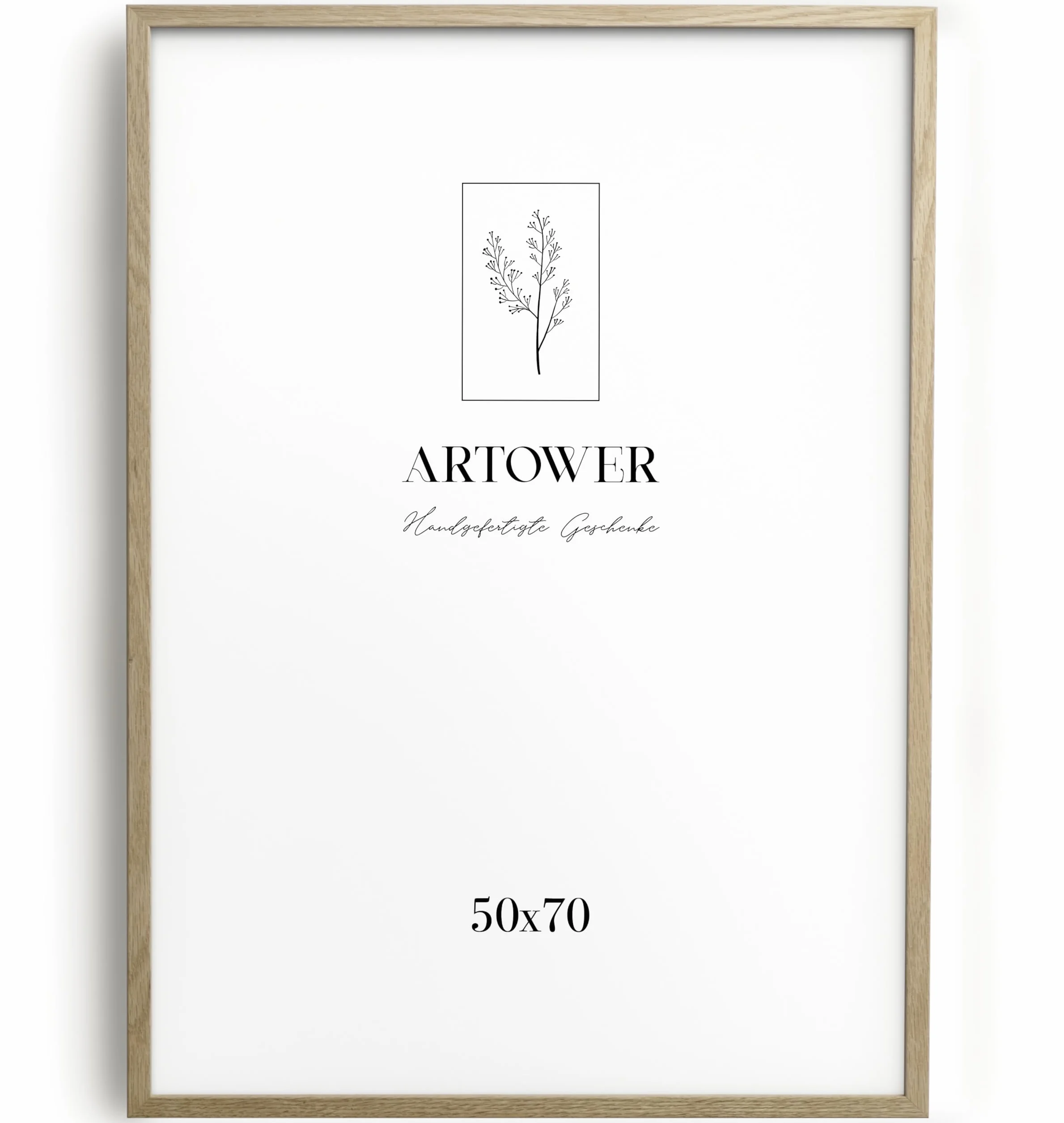 Artower® Ramka na zdjęcia 50 x 70 cm, naturalne drewno dębowe, cienka ramka na plakat, duża, w stylu vintage, kolaż 50x70 cm, drewniana ramka na zdjęcia, ramka na plakat, prawdziwe drewno