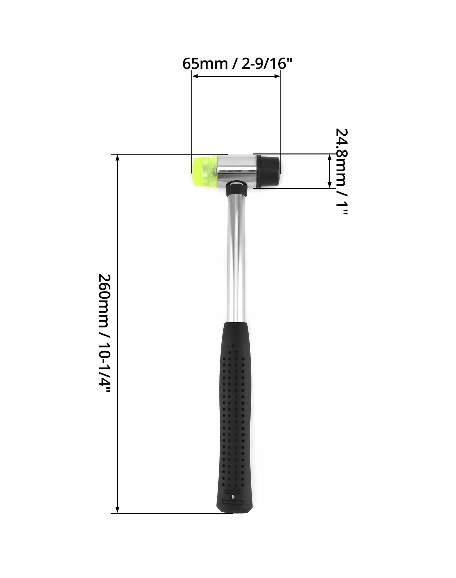 QWORK Młotek gumowy, młotek dwugłowy 25 mm z 2 wymiennymi głowicami młotka z antypoślizgową gumową rączką do drewna, plastiku, skóry, biżuterii, rękodzieła