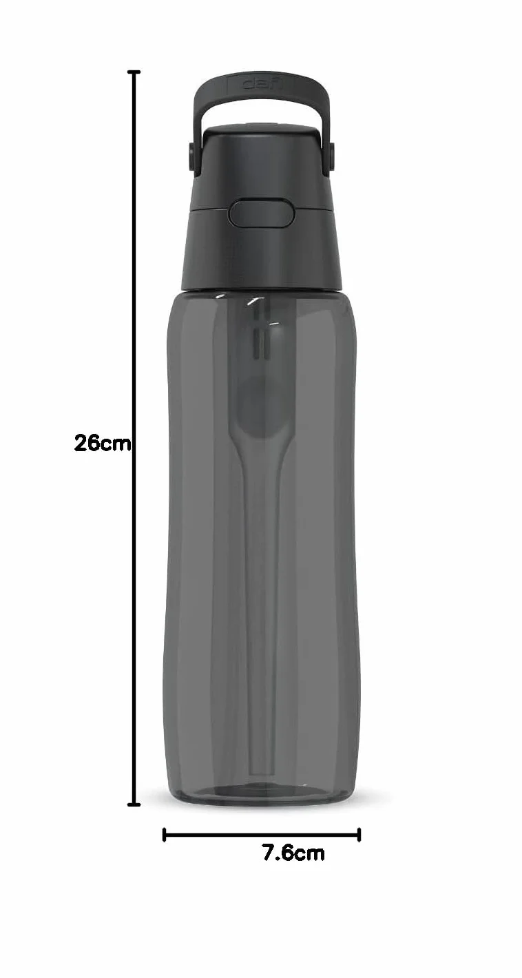 DAFI Butelka filtrująca Solid 0,7 l z filtrem węglowym - Czarna - Tritan, Bez BPA - Polska