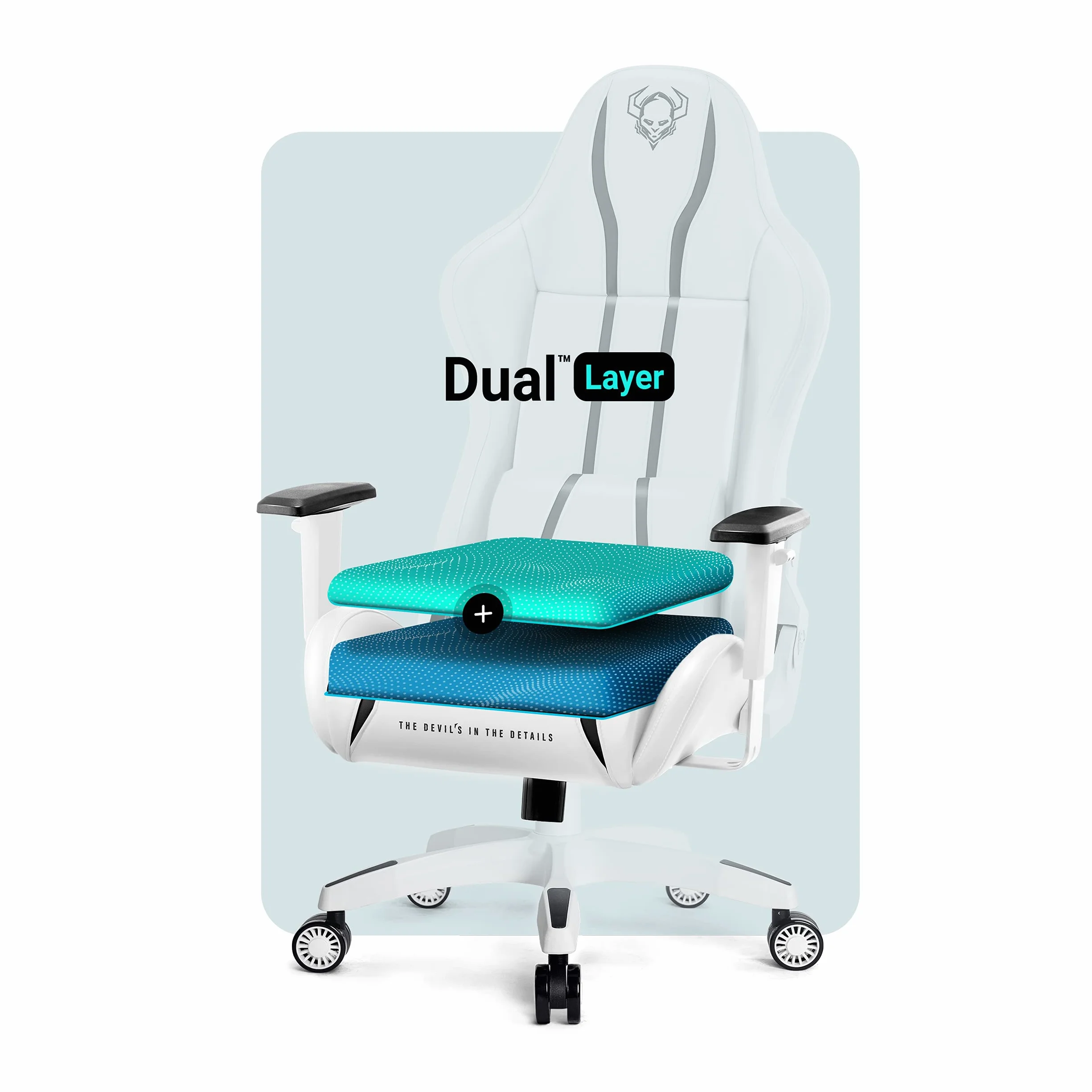 Diablo X-One 2.0 Fotel Gamingowy Krzesło Biurowe Dla Gracza Obrotowy Regulowane Podłokietniki Ekoskóra Ergonomiczny Design Funkcja Bujania Poduszka Pod Kark i Lędźwie (Biało-czarny, Normal)